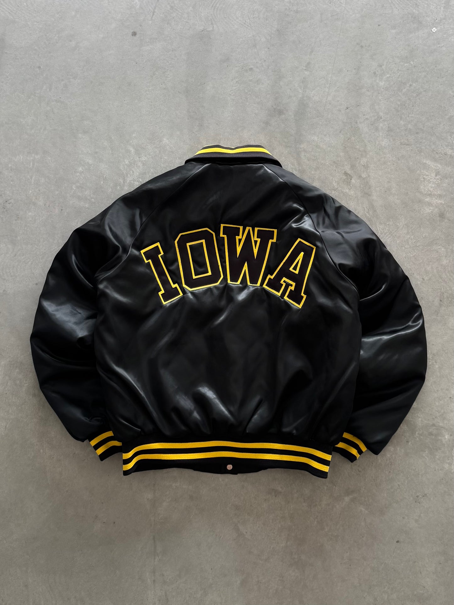 Vintage 90s Iowa Hawkeyes Satin Bomber Jacket - L