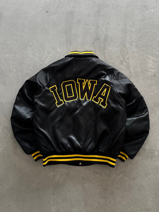 Vintage 90s Iowa Hawkeyes Satin Bomber Jacket - L