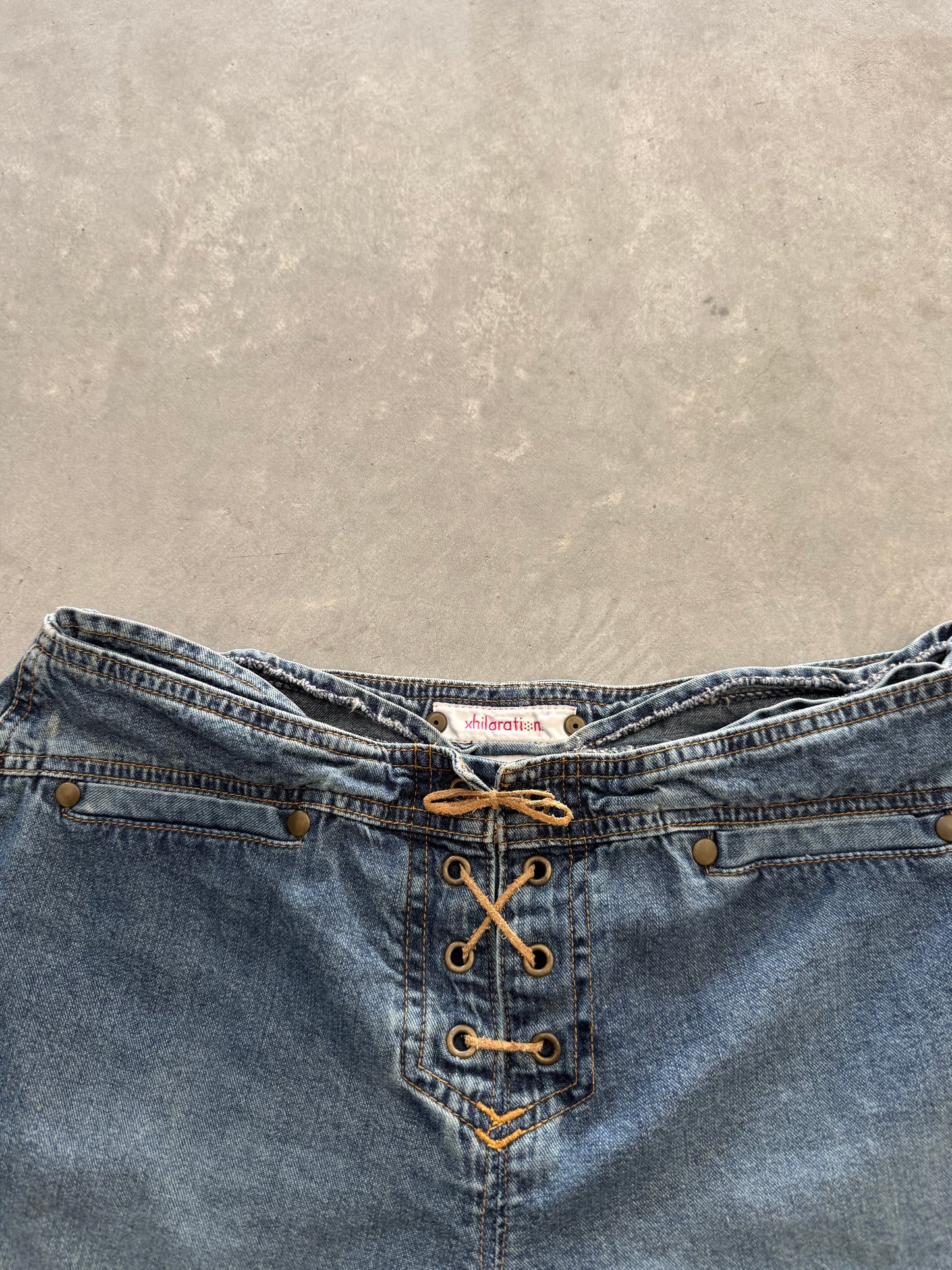 Vintage Y2k Lace Up Denim Shorts - 30x3