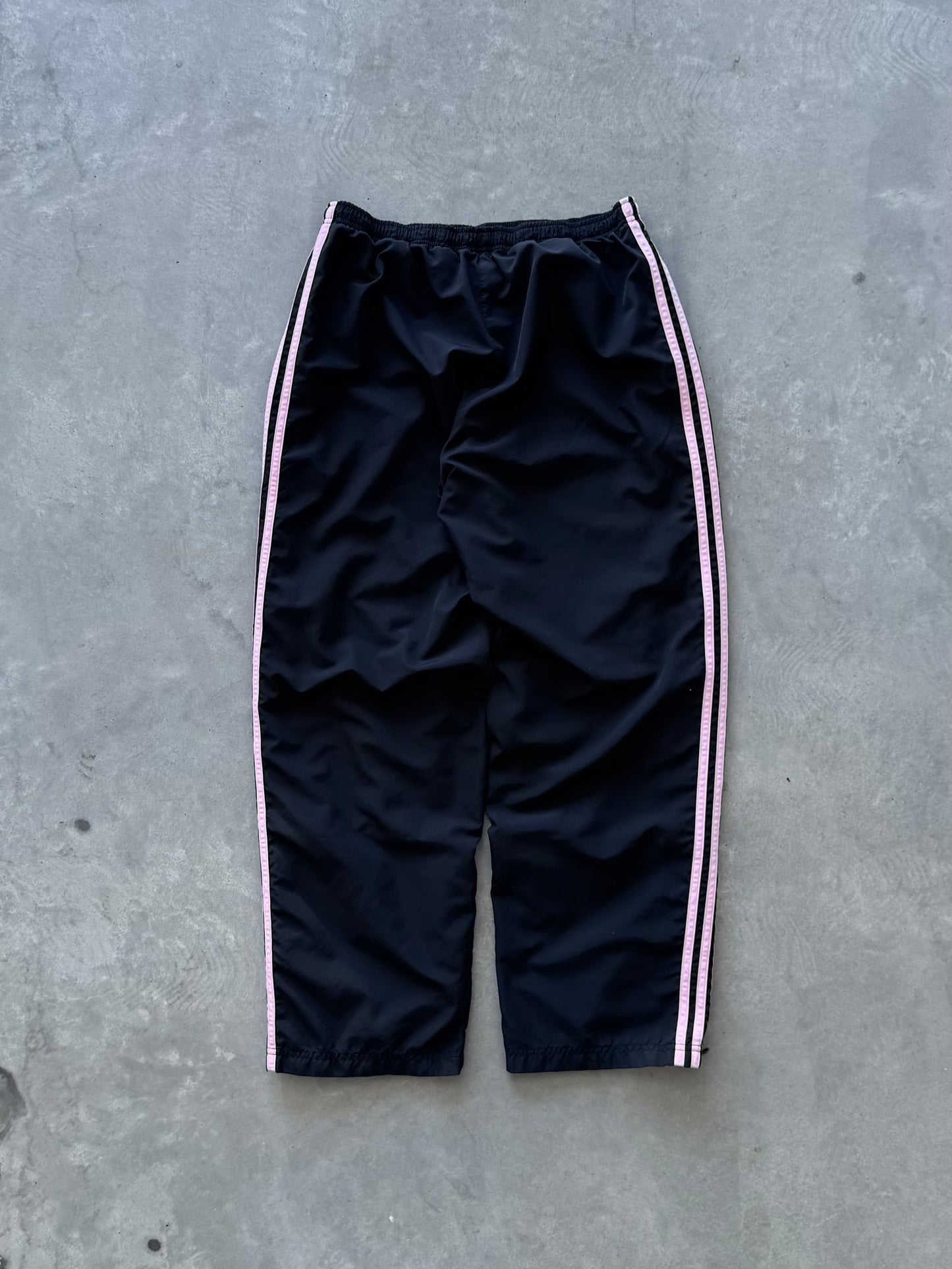 Vintage 00s Black & Pink Adidas Track Pants - L