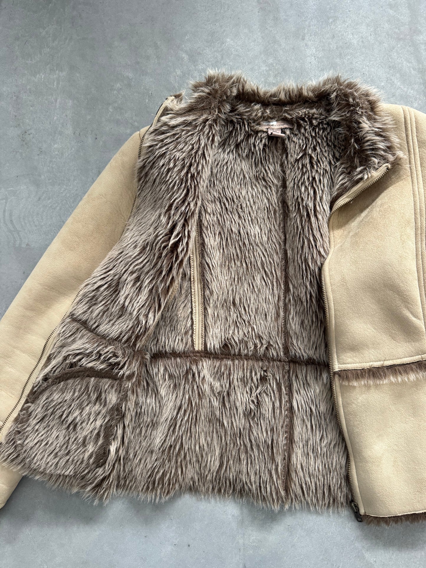 Vintage Y2K Suede Fur Lined Women’s Jacket - L