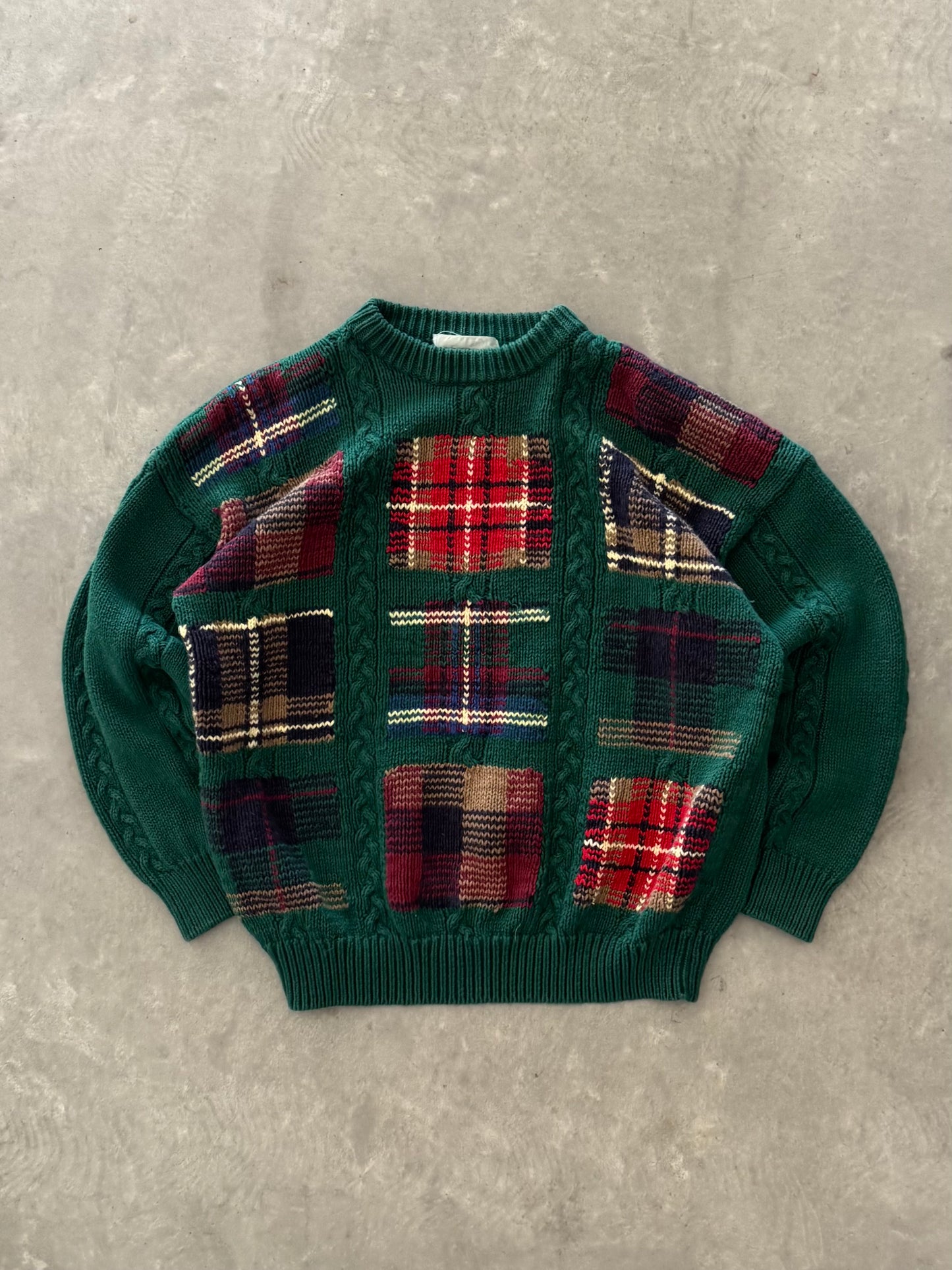 Vintage Plaid Sweater - L