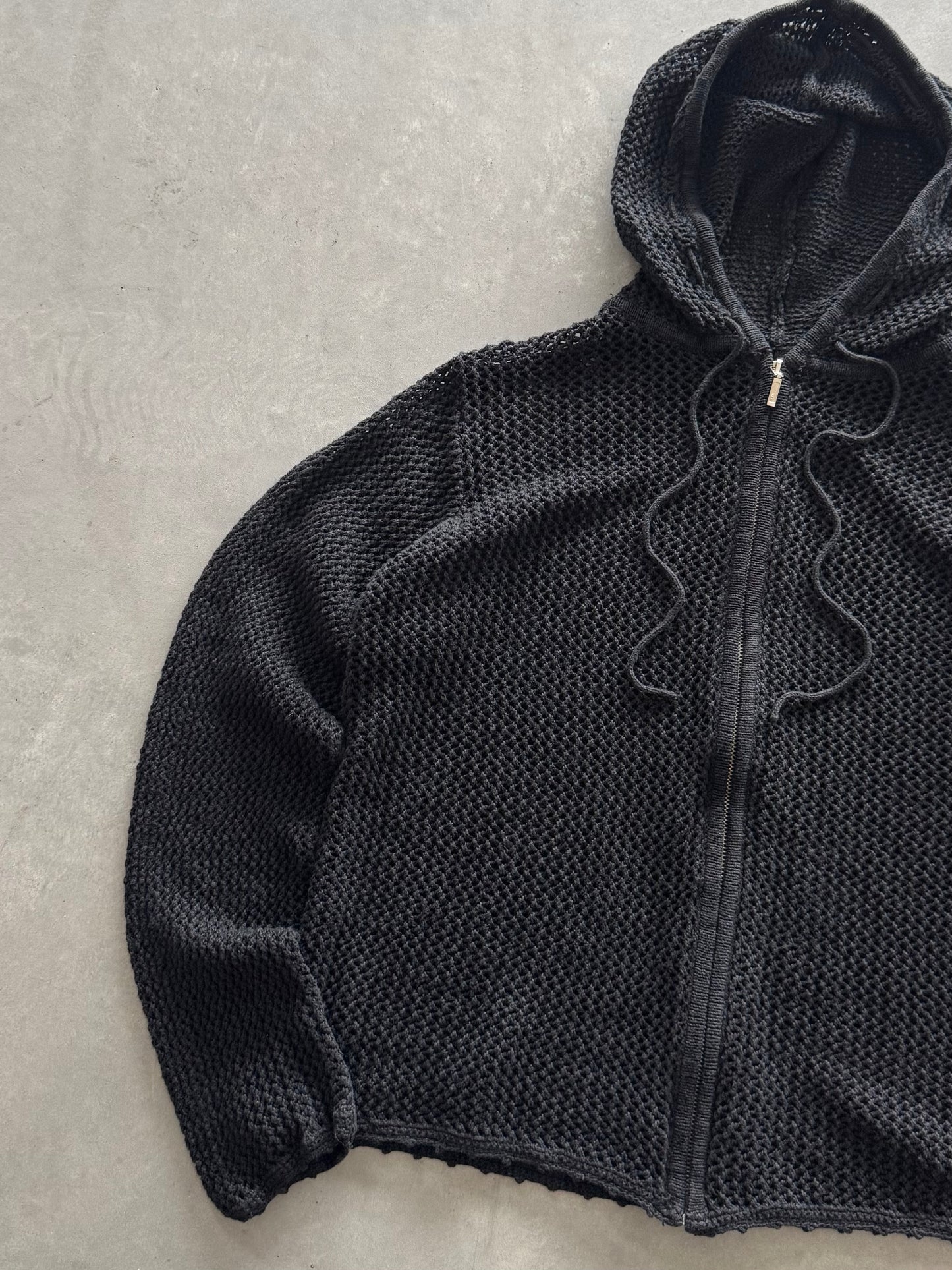 Vintage 90s Faded Glory Crochet Zip Up Jacket - XL