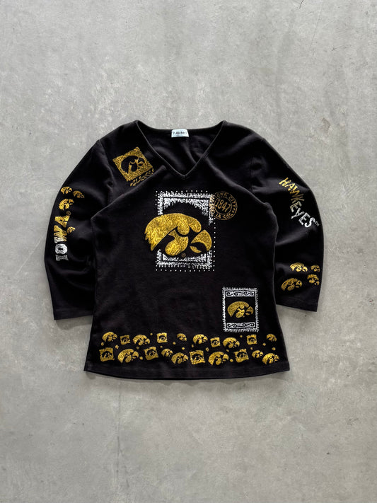 Vintage Y2K Iowa Hawkeyes 3/4 Sleeve Women’s Tee - XL