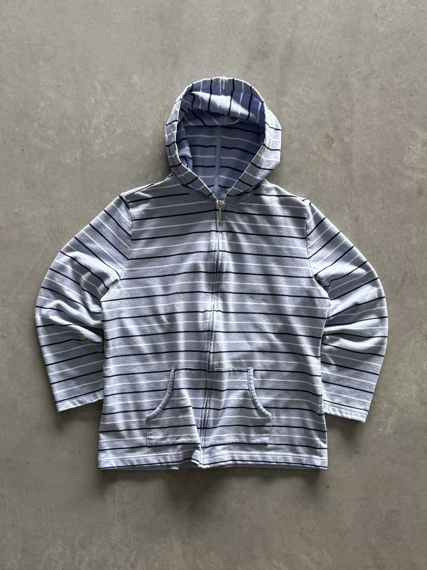 Vintage Striped Zip Up Hoodie - XL