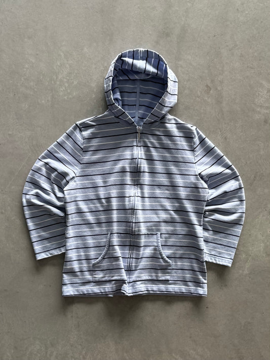 Vintage Striped Zip Up Hoodie - XL