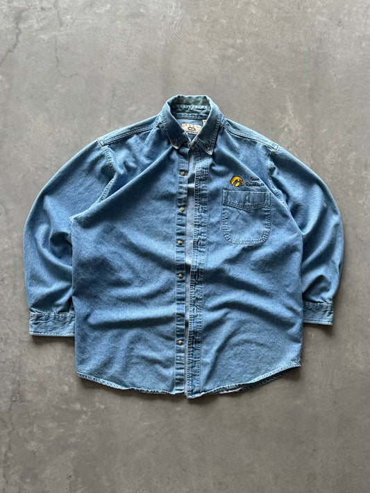 Vintage Iowa Hawkeyes Denim Oversized Button Up - M/L