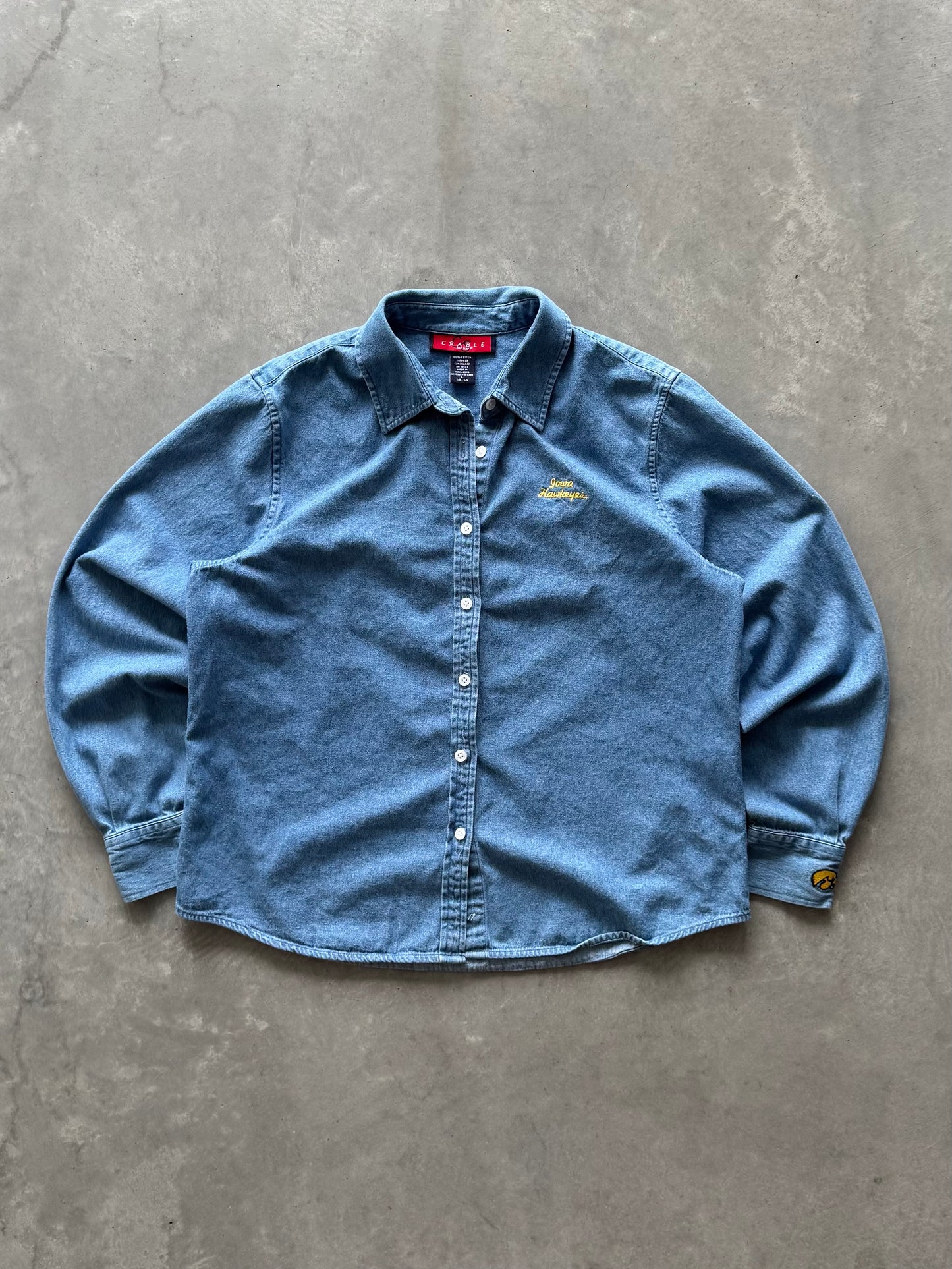 Vintage Iowa Hawkeyes Denim Button Up - L