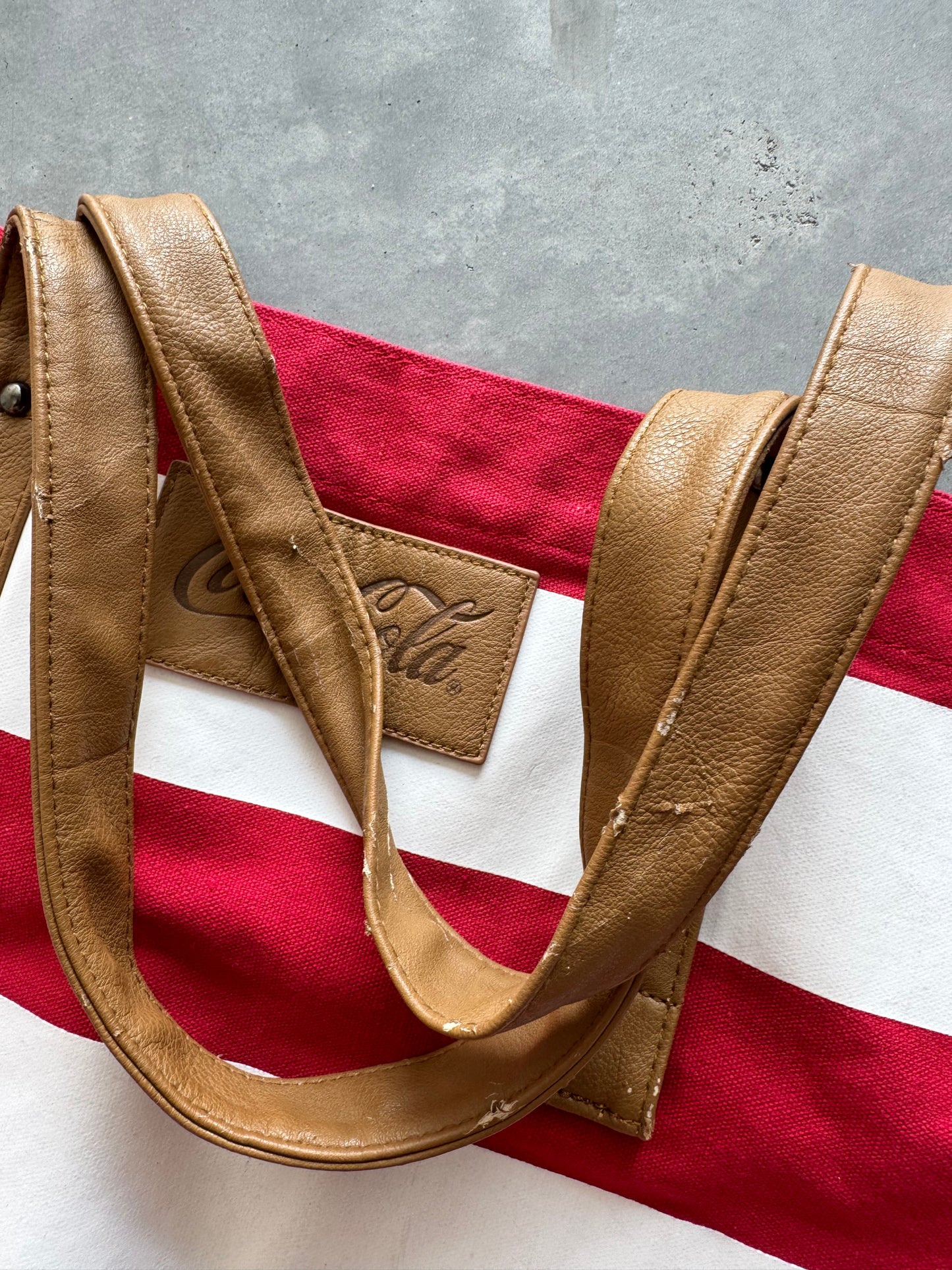 Vintage Coca Cola Red & White Striped Tote Bag
