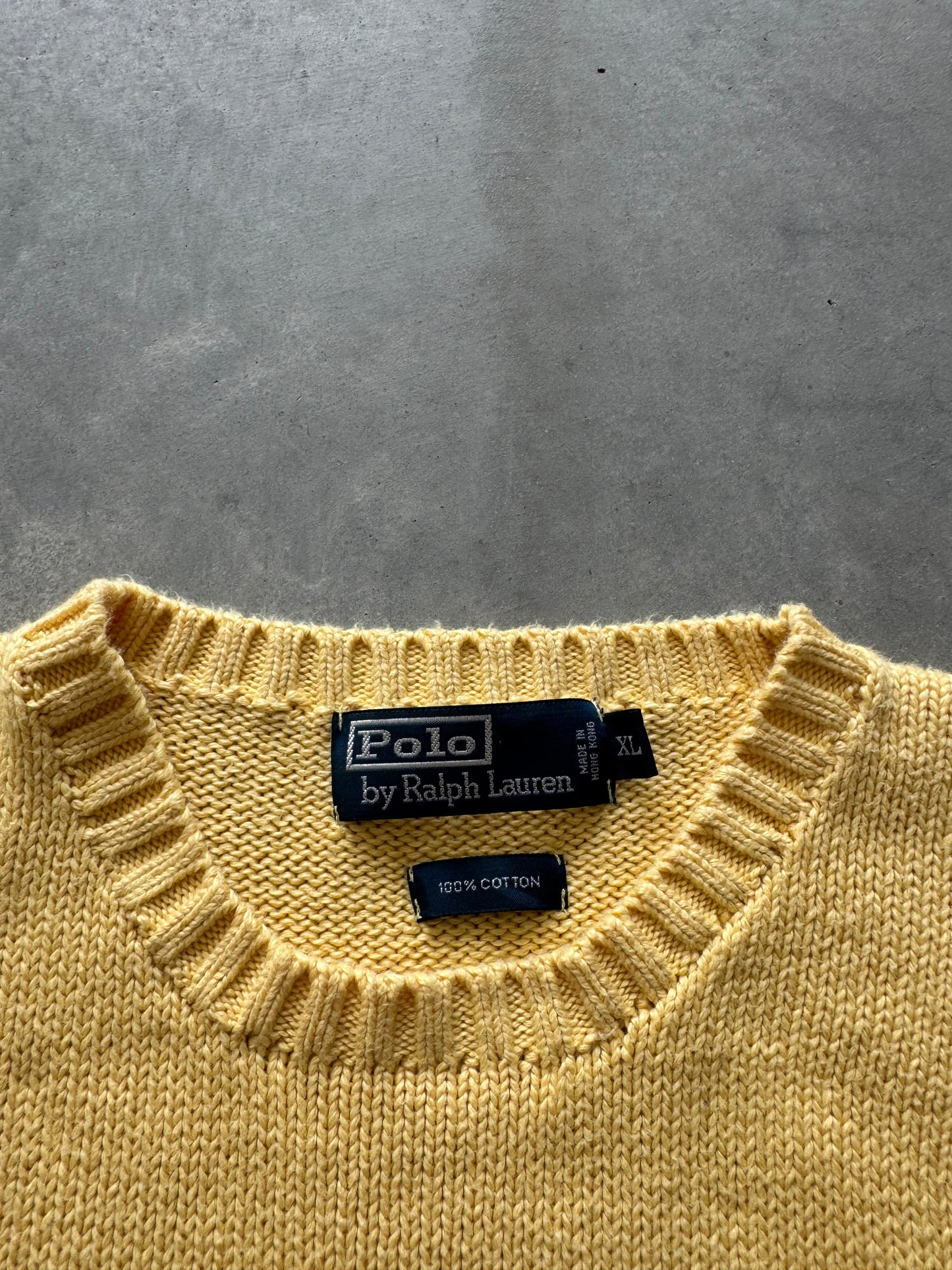 Vintage 90s Yellow Polo Ralph Lauren Sweater - XL