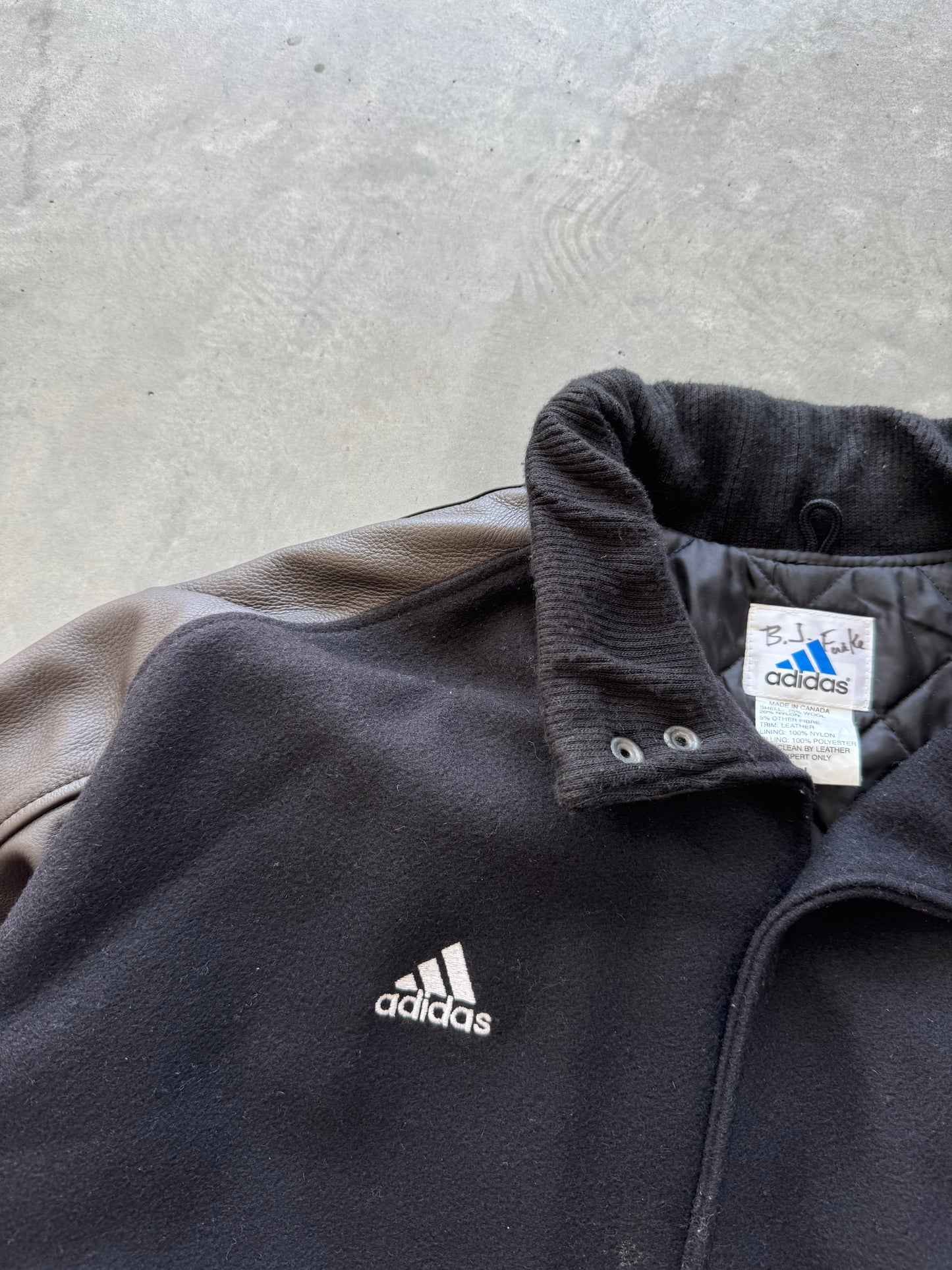 Vintage 90s Nebraska Adidas Leather Jacket - L