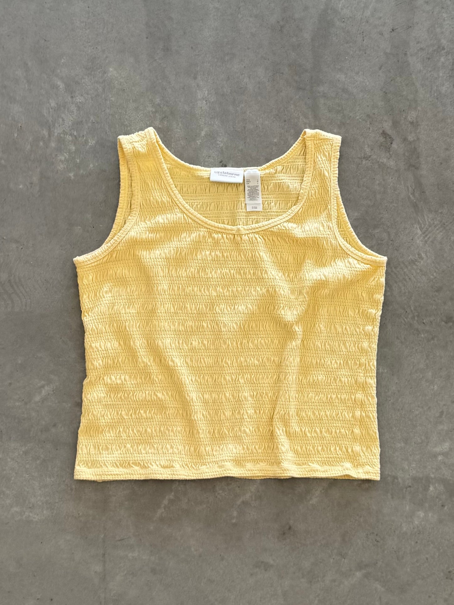 Vintage Yellow Smocked Tank Top - L