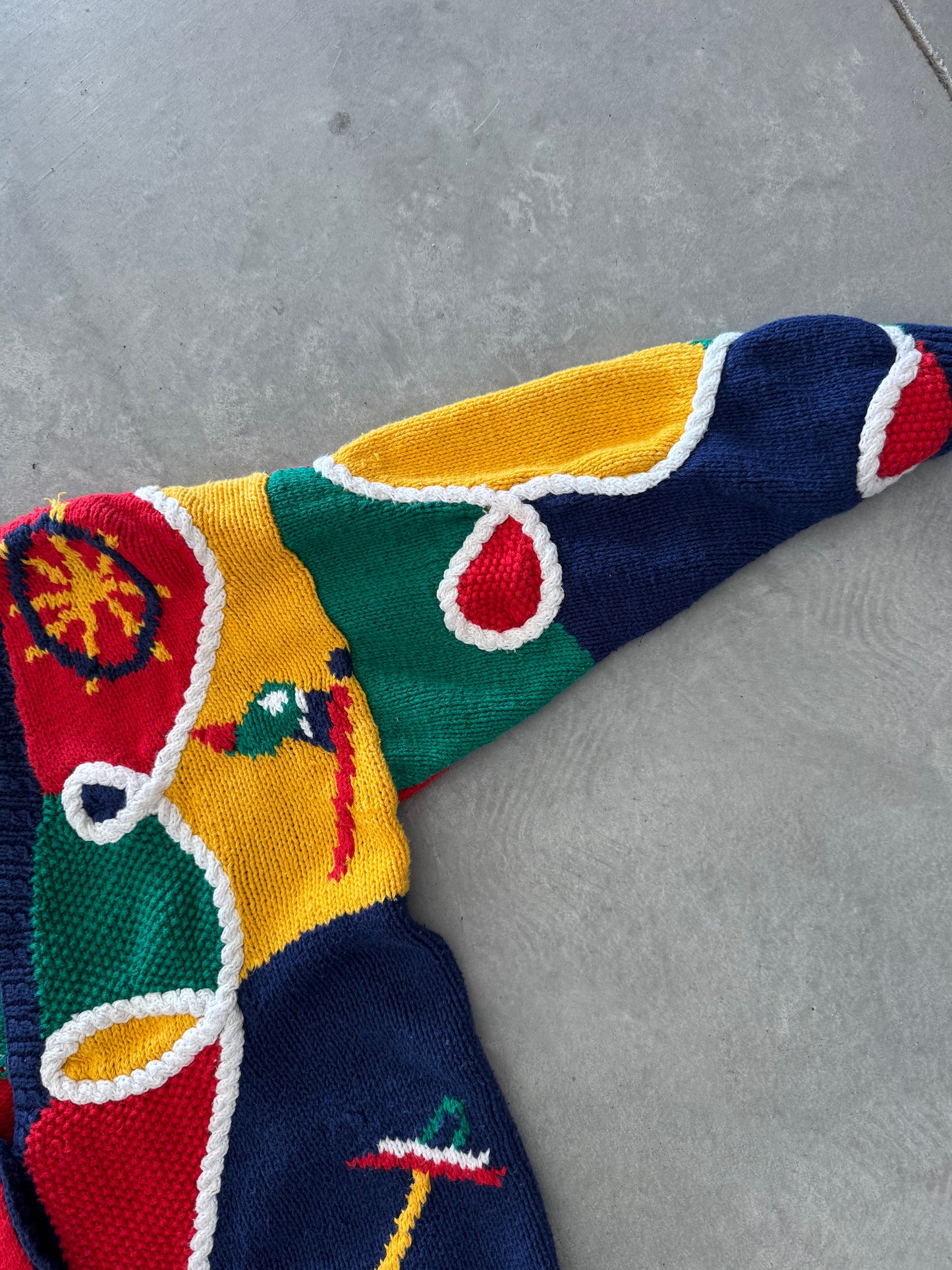 Vintage Izod Hand Knitted Cardigan - L