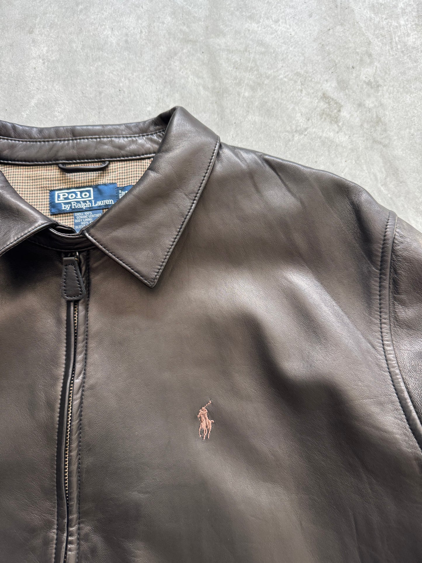 Vintage Dark Brown Polo Ralph Lauren Leather Jacket - XL