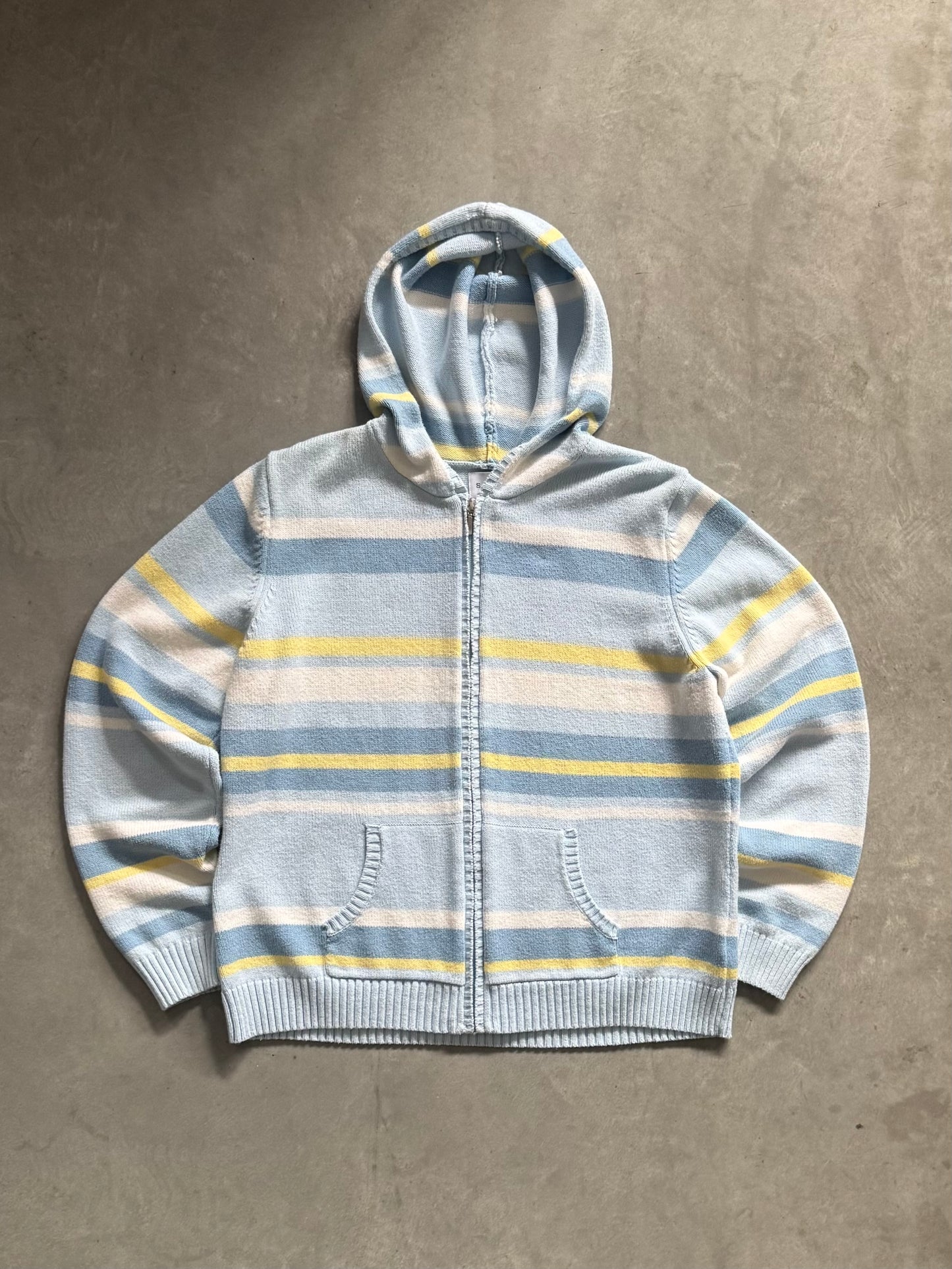 Vintage Women’s Knit Striped Zip Up Hoodie - XL