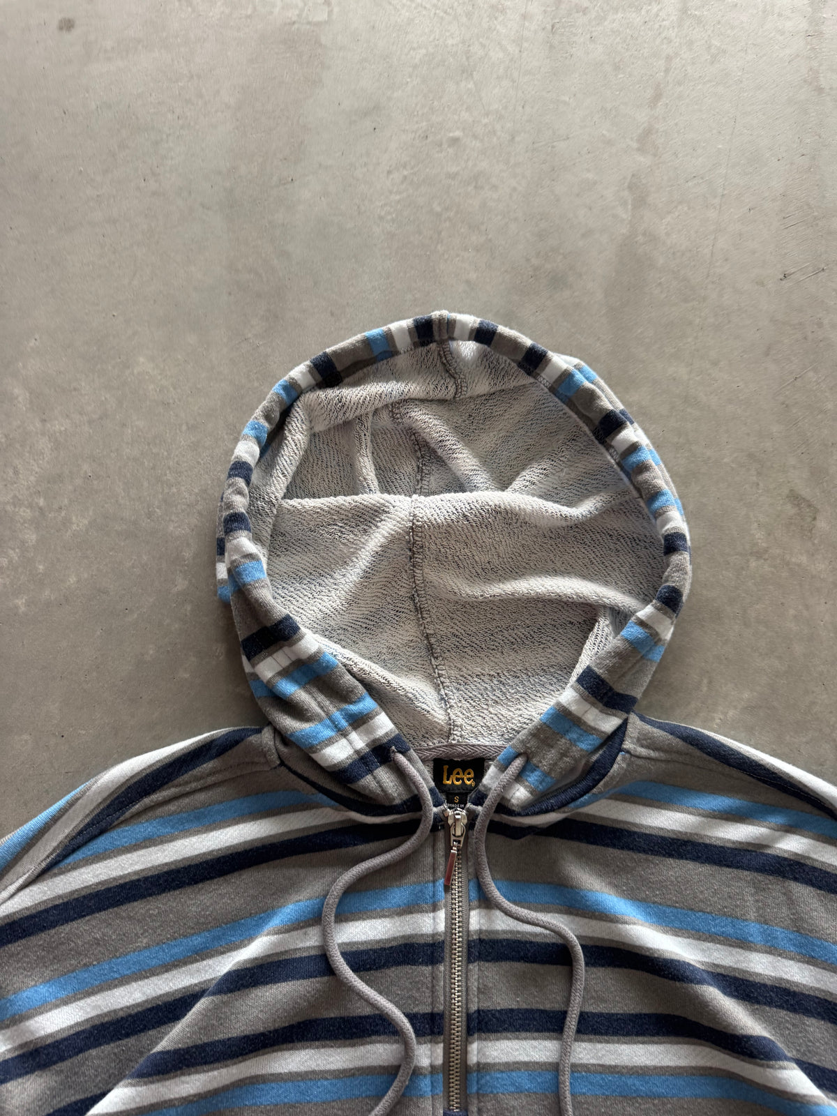 Vintage Lee Striped Cropped Hoodie - S