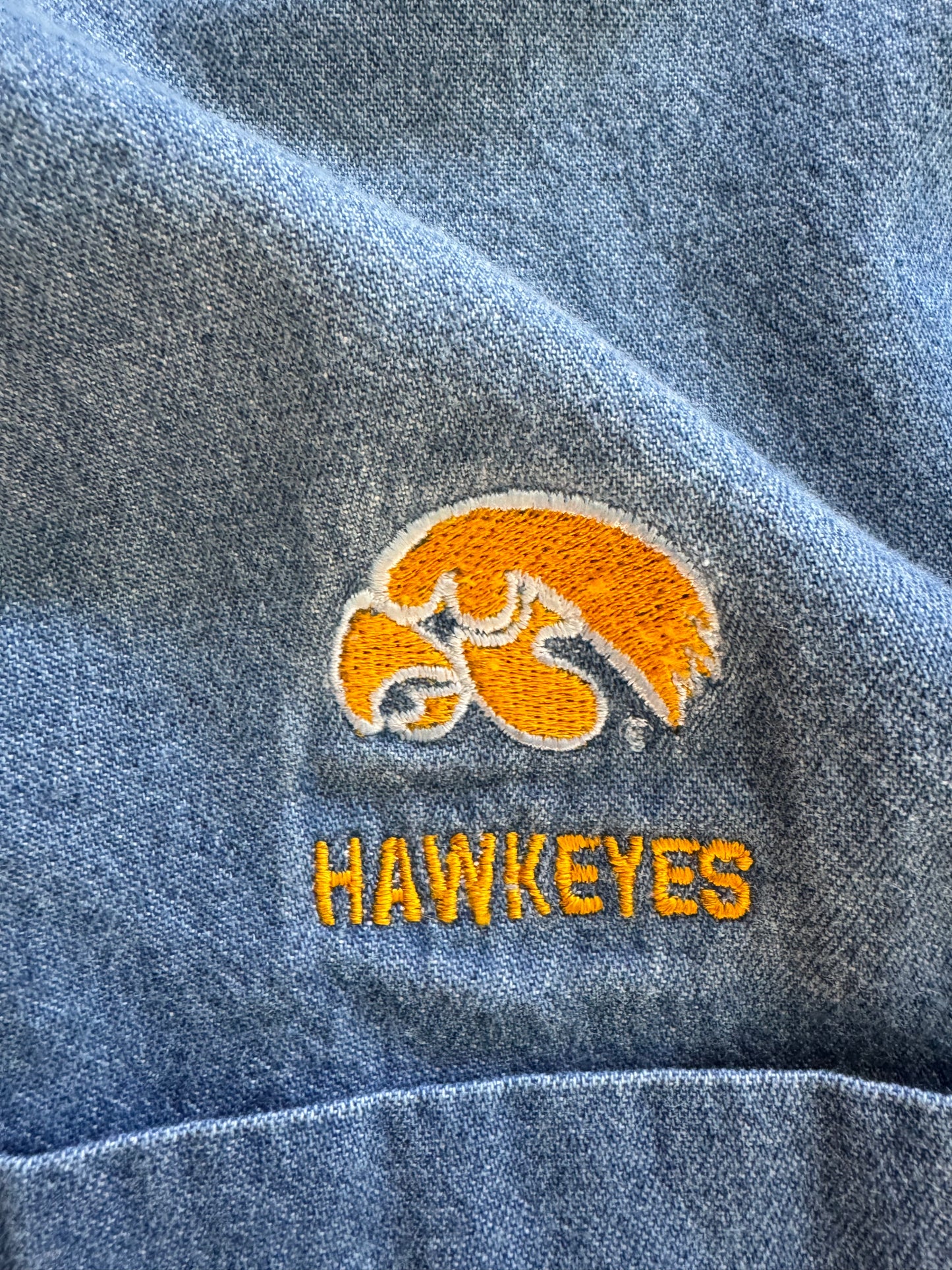 Vintage Iowa Hawkeyes Denim Button Up - L