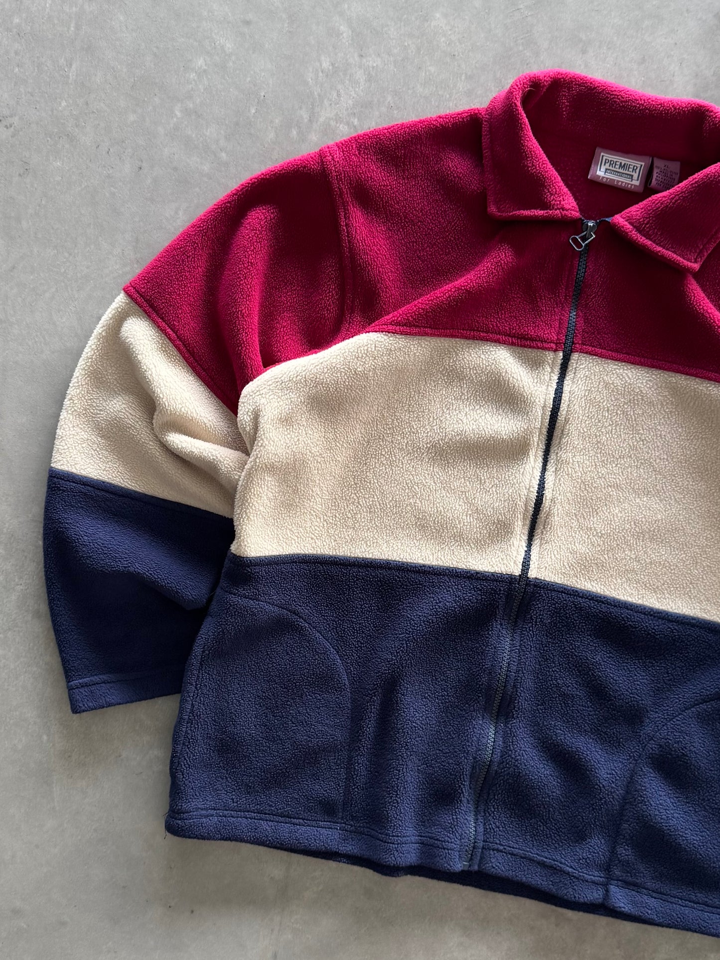 Vintage Fleece Striped Zip Up - XL