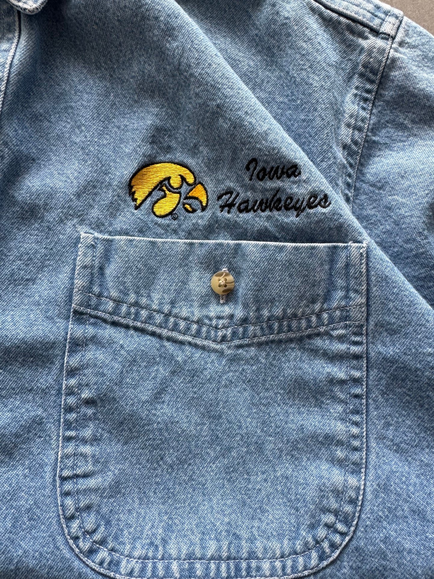 Vintage Iowa Hawkeyes Denim Oversized Button Up - M/L