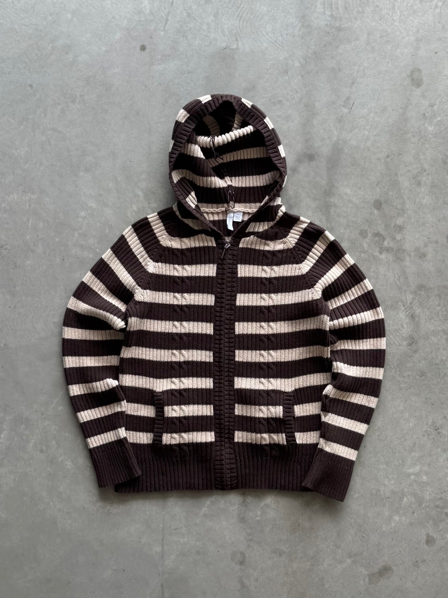 Vintage Knit Zip Up Hoodie - XL