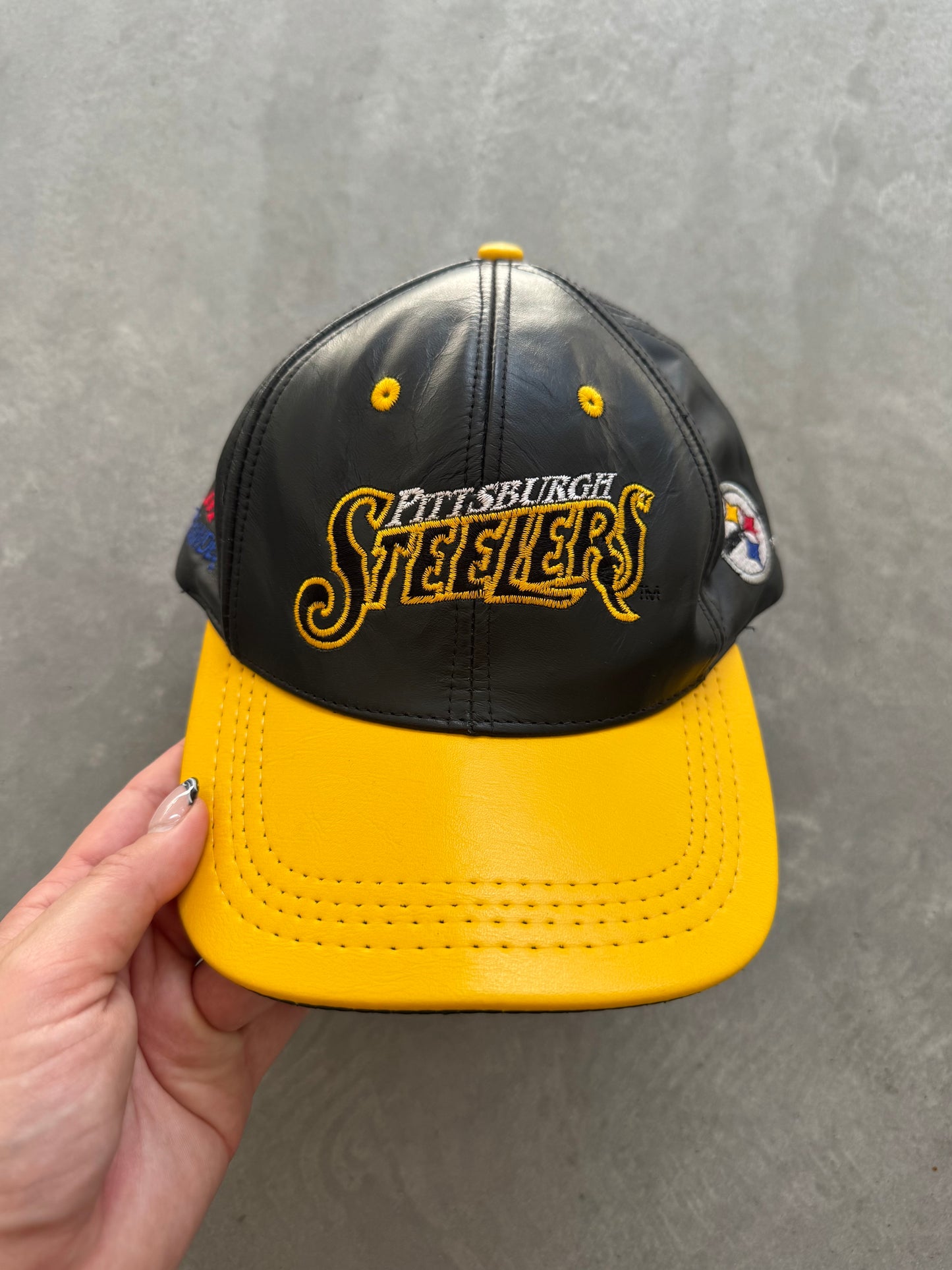 Vintage Leather Pittsburgh Steelers Hat