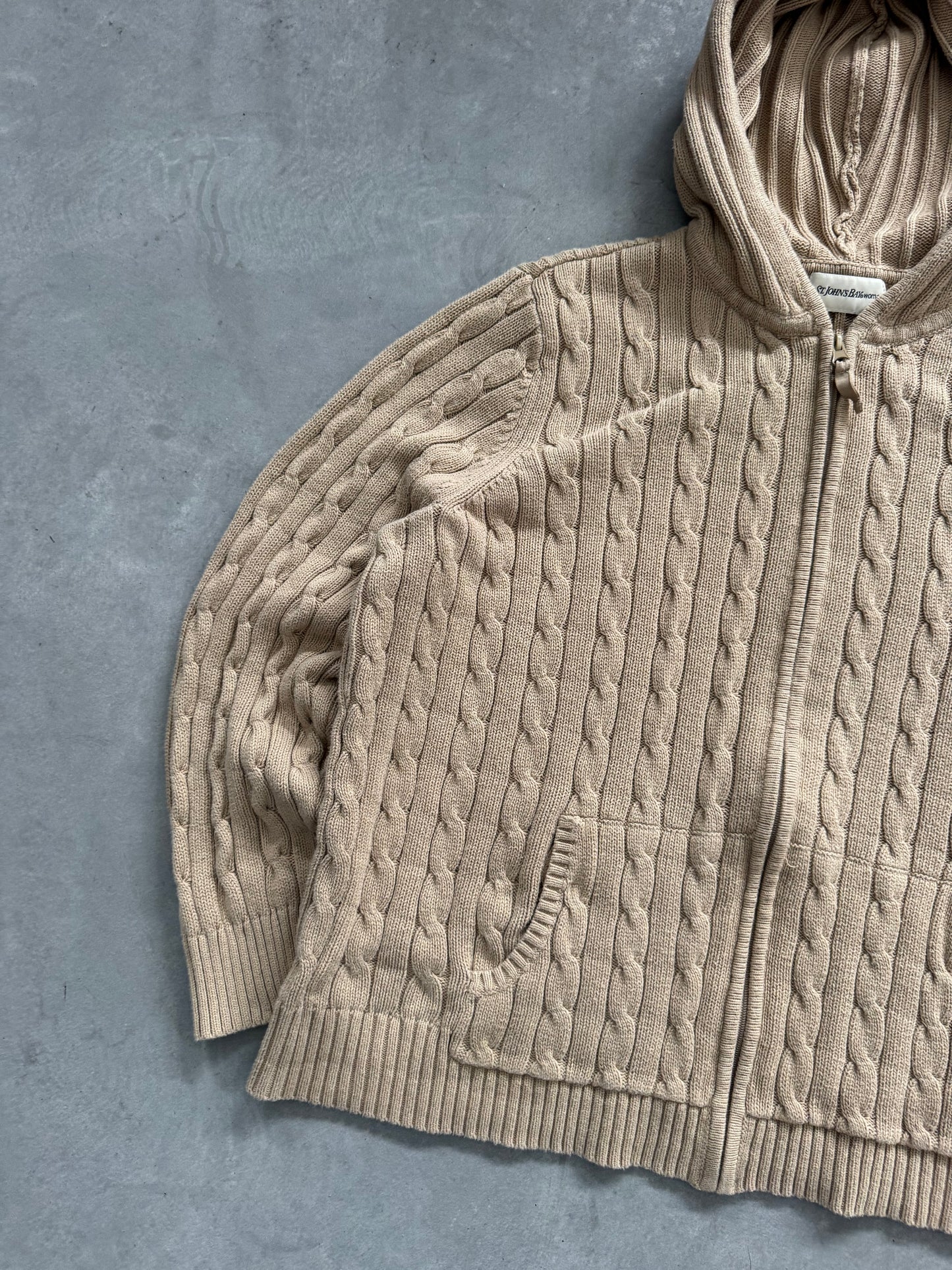 Vintage St. John’s Bay Cable Knit Zip Up Sweater - XXL