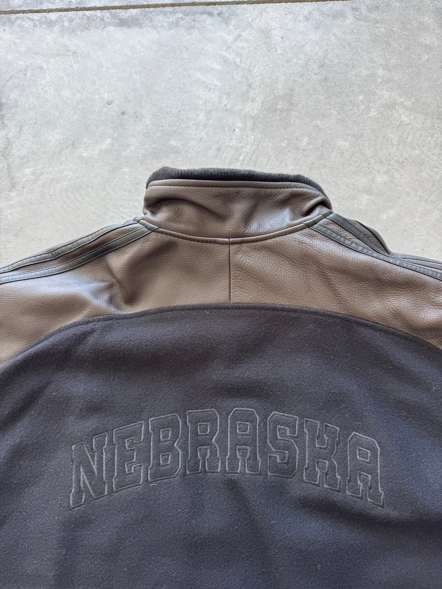 Vintage 90s Nebraska Adidas Leather Jacket - L
