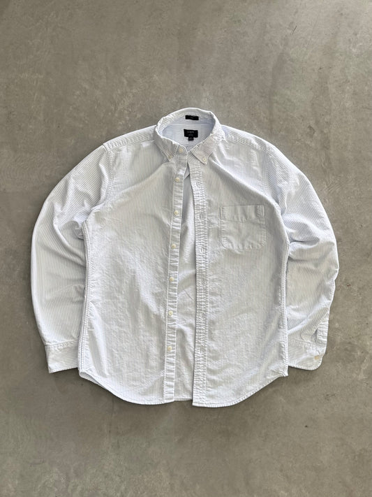 J Crew Baby Blue & White Striped Button Up - M
