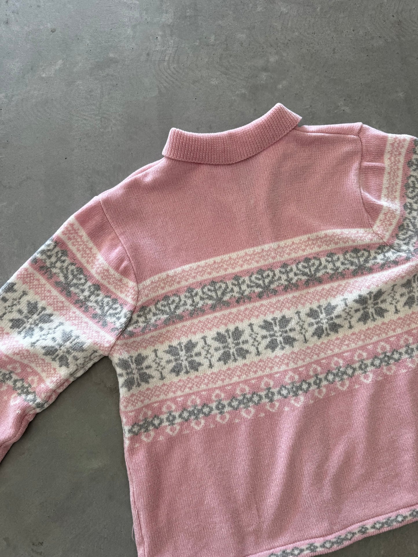 Vintage Fair Isle Zip Up Sweater - XL