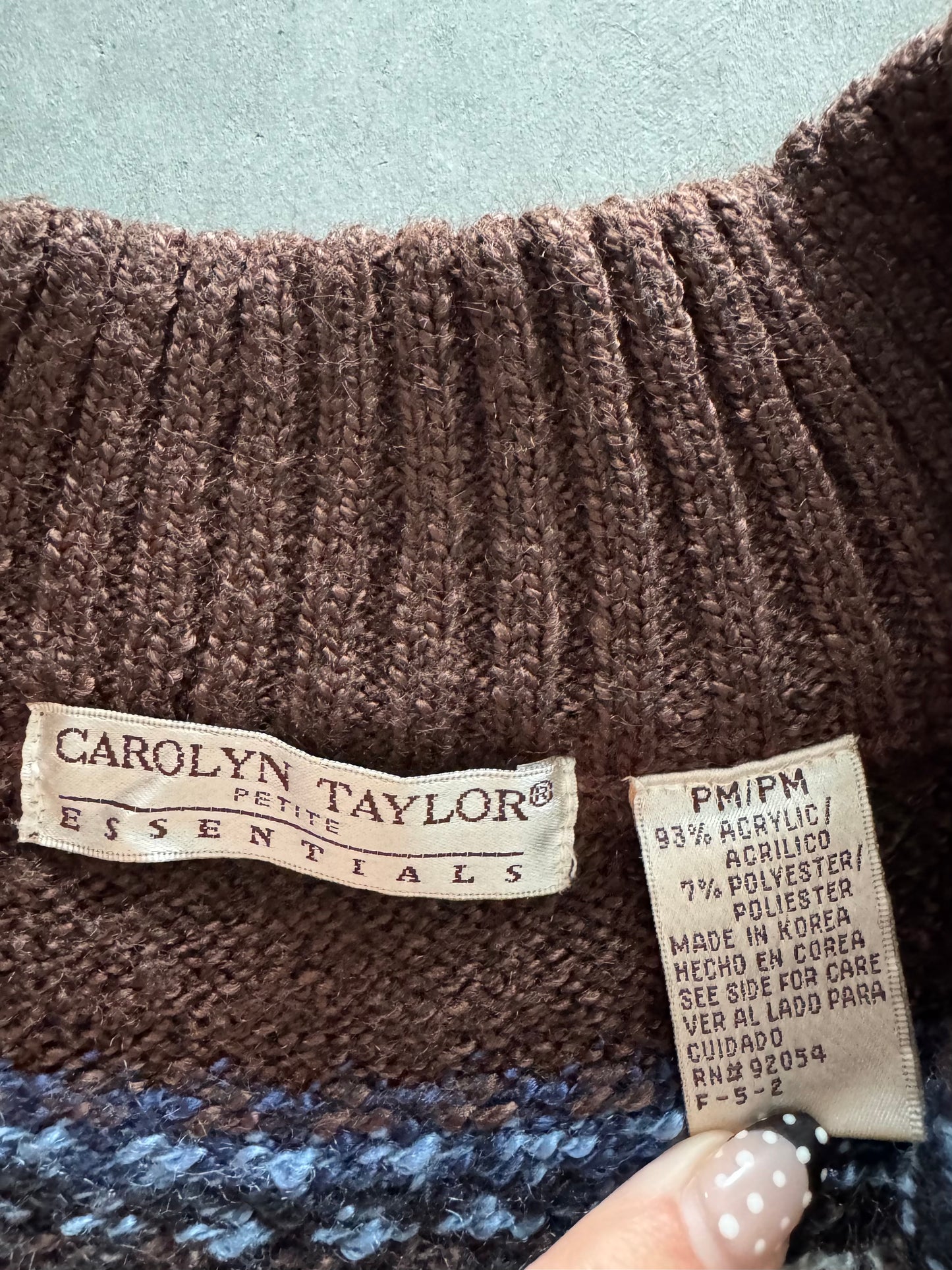 Vintage Fair Isle Zip Up Sweater - M