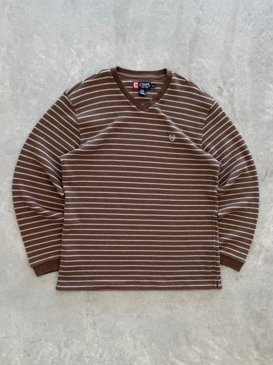 Vintage Striped Waffle Knit Long Sleeve - XL