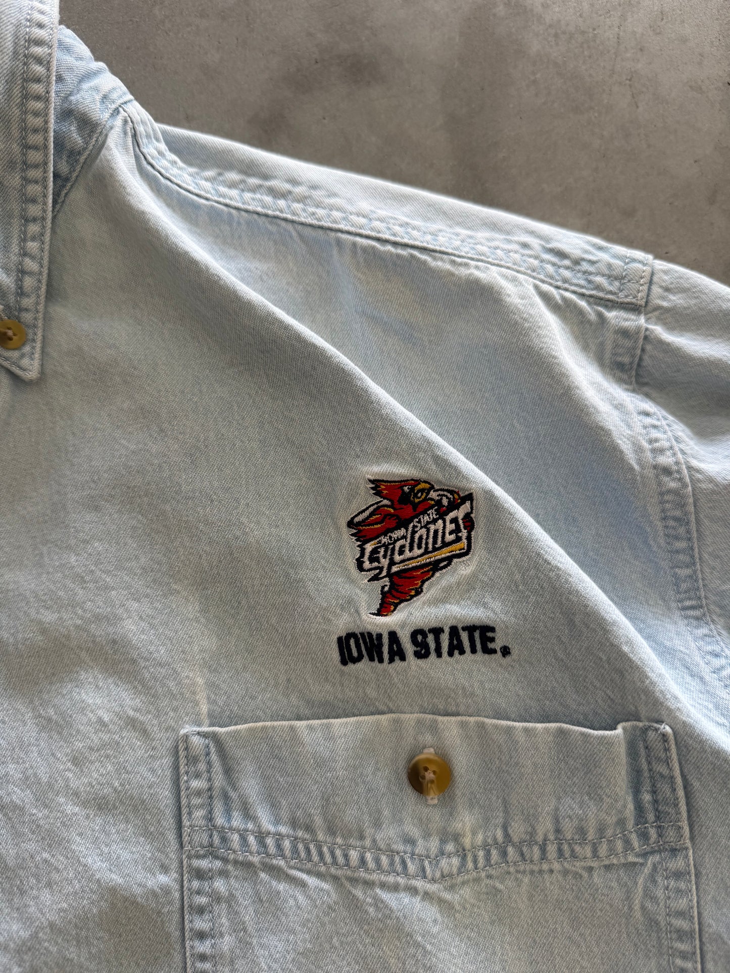 Vintage 90s Iowa State Lee Denim Button Down - XL