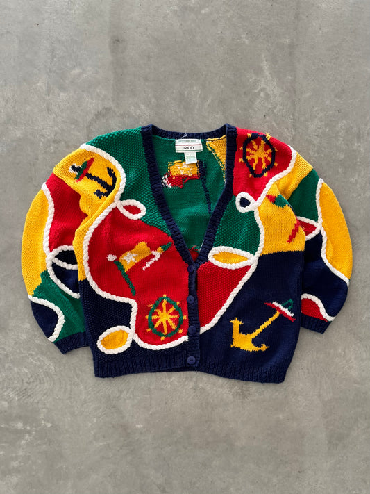 Vintage Izod Hand Knitted Cardigan - L