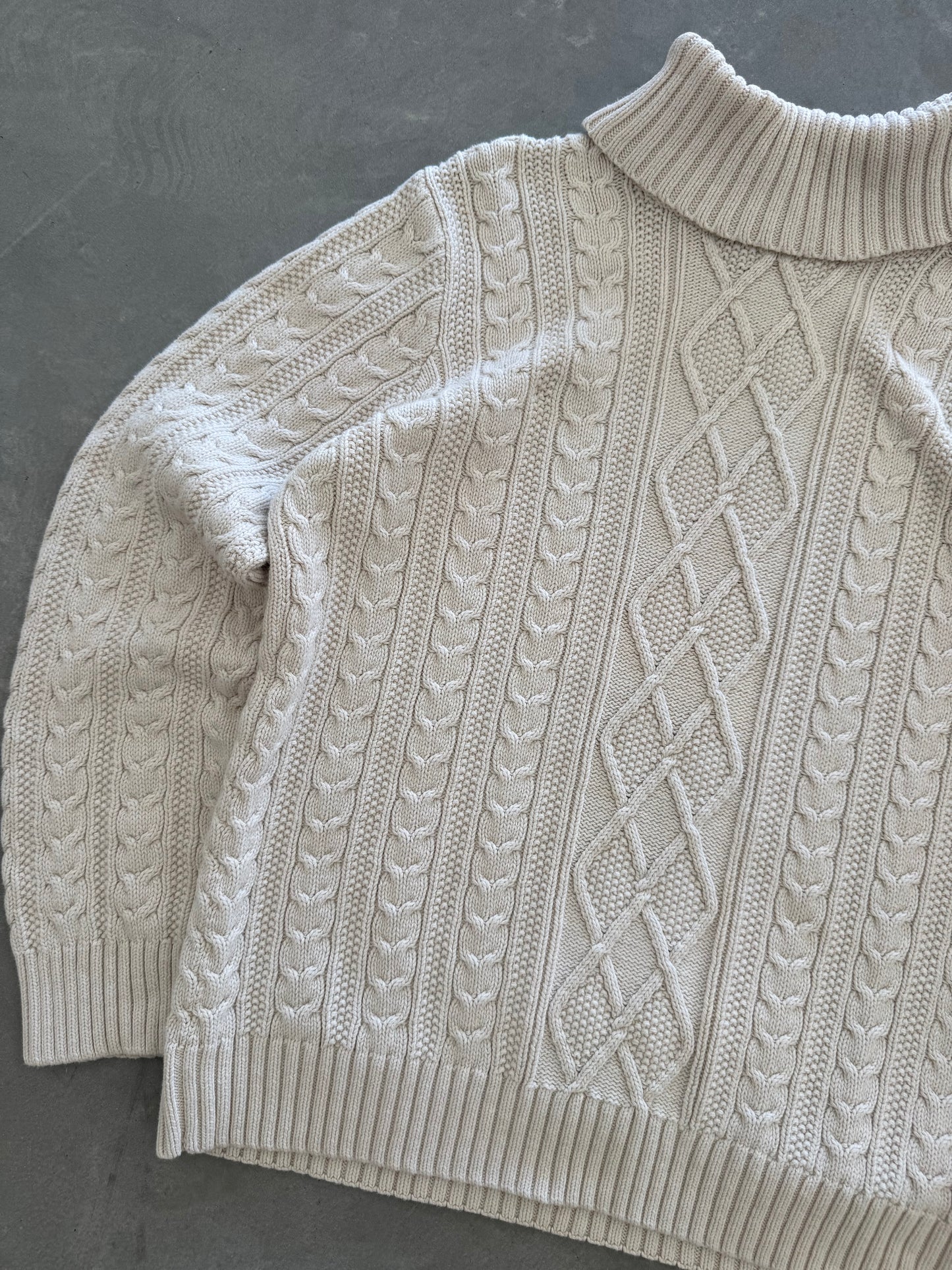 Vintage Cable Knit Turtleneck Sweater - XL
