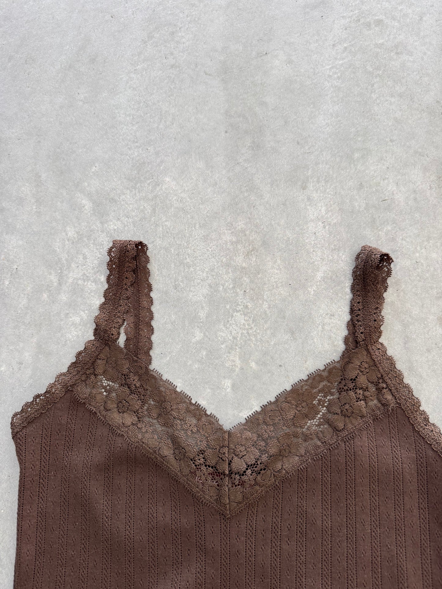 Vintage Lace Trim Tank Top - S