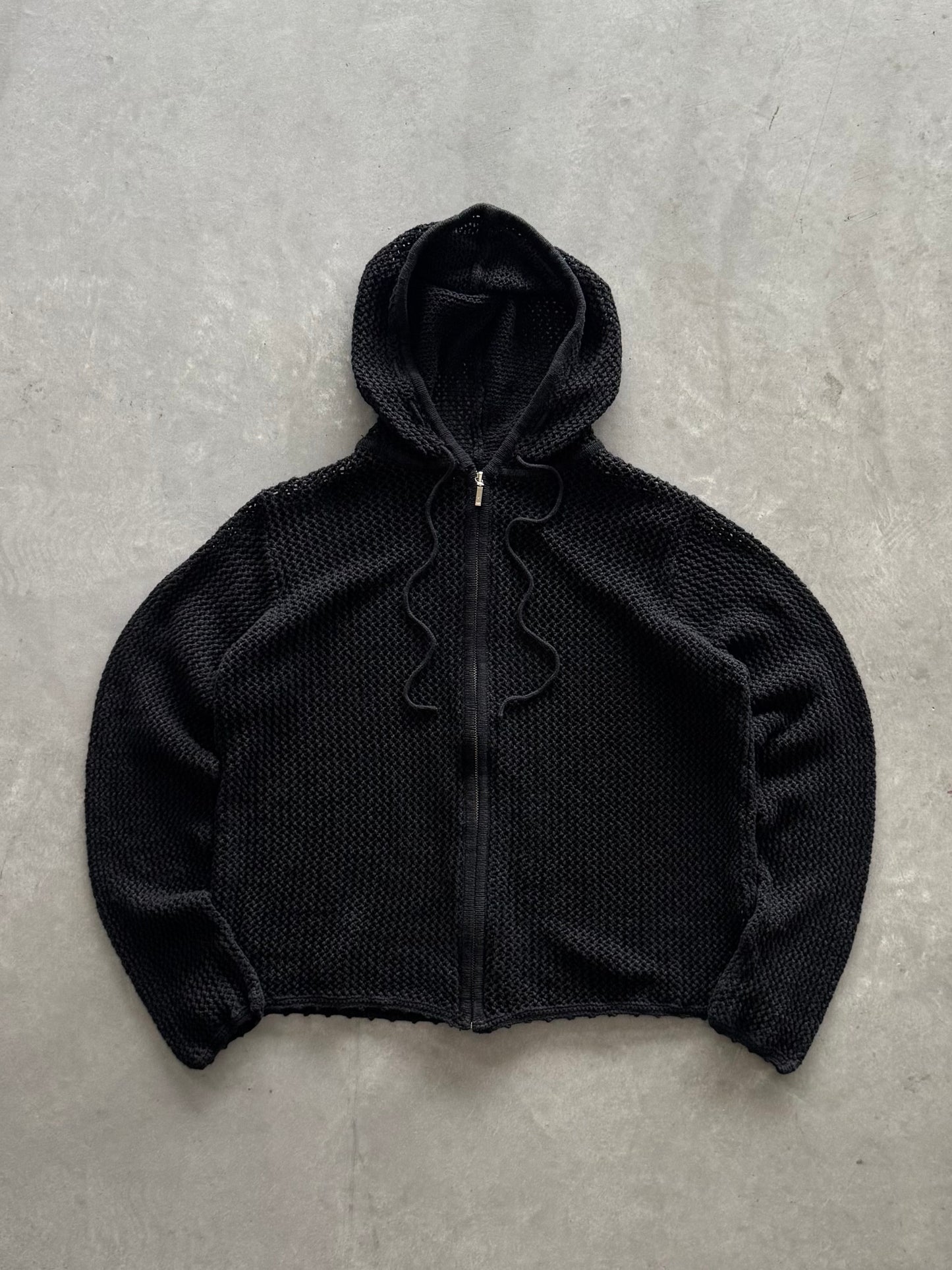 Vintage 90s Faded Glory Crochet Zip Up Jacket - XL