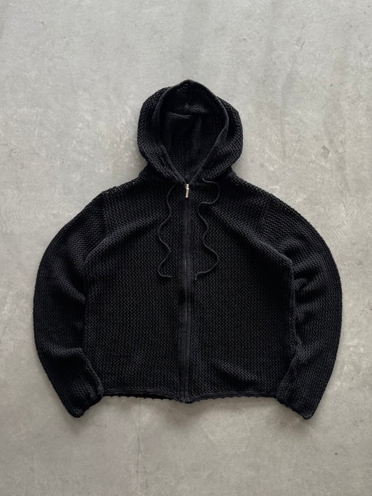Vintage 90s Faded Glory Crochet Zip Up Jacket - XL