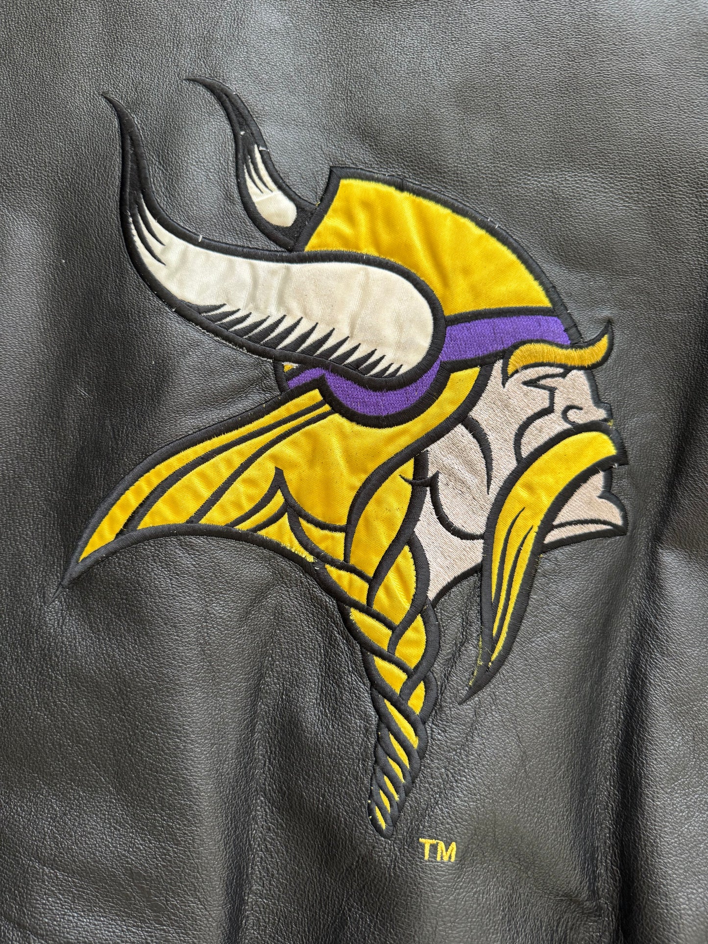 Vintage Minnesota Vikings Leather Jacket - XL