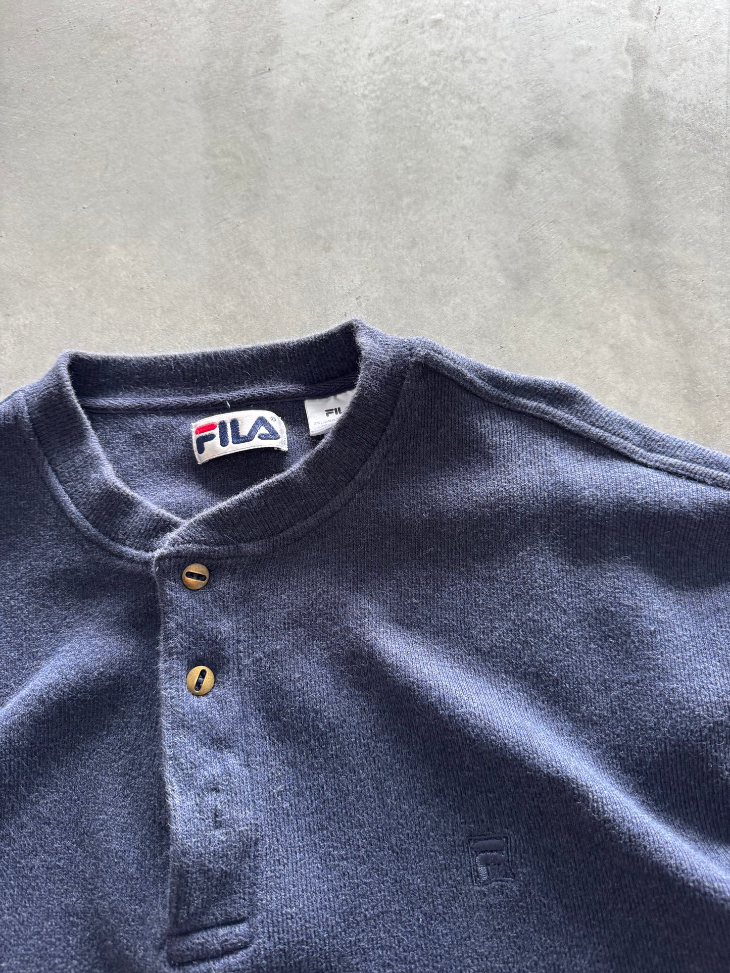 Vintage 90s Fila Henley Long Sleeve - XXL
