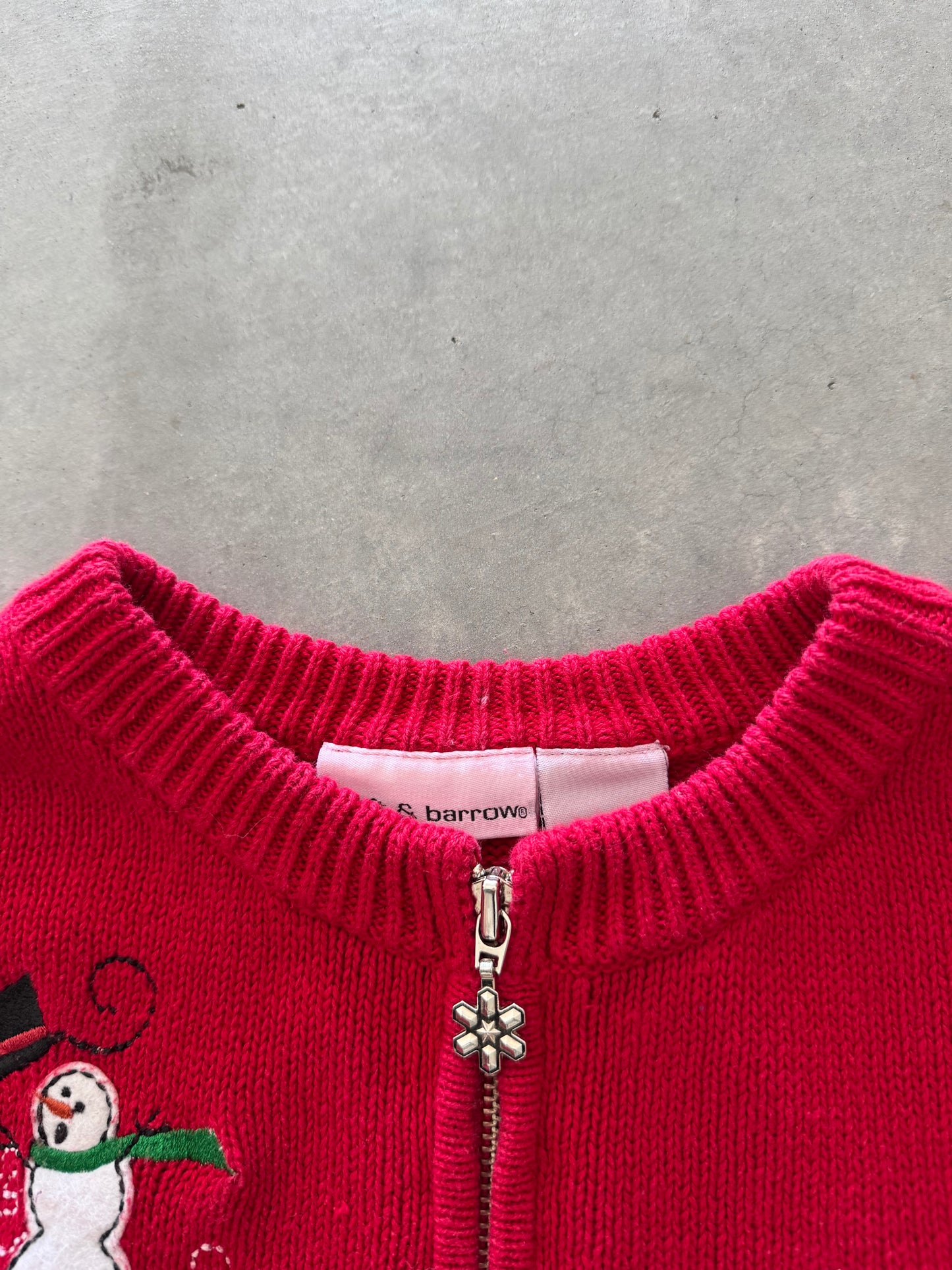 Vintage Snowman Zip Up Sweater - XL