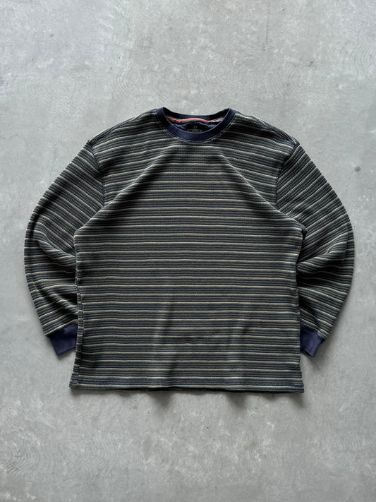 Vintage Striped Waffle Knit Longsleeve - M