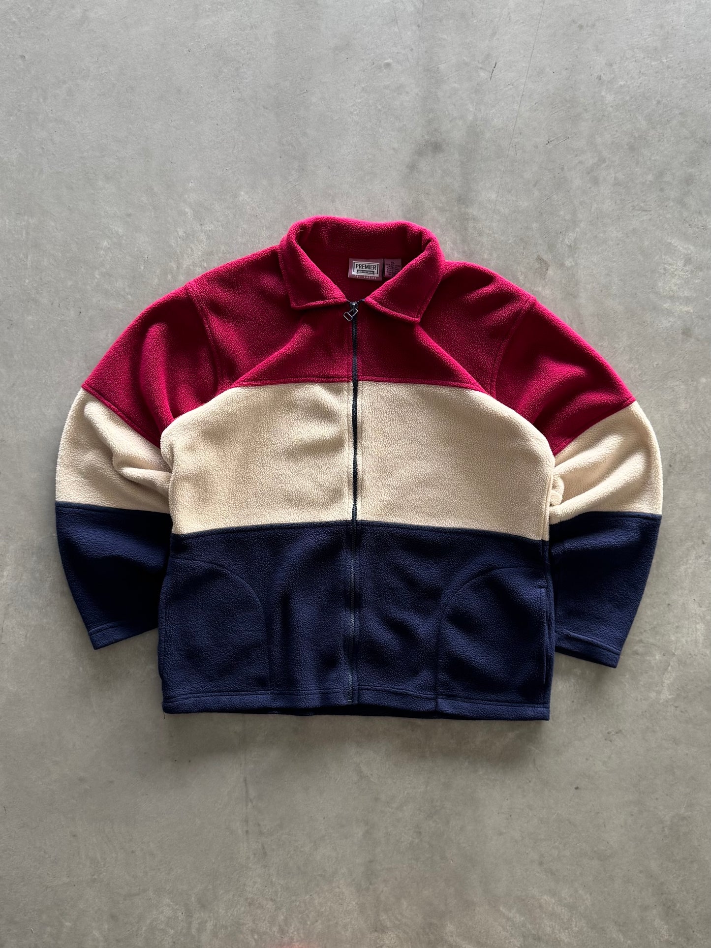Vintage Fleece Striped Zip Up - XL