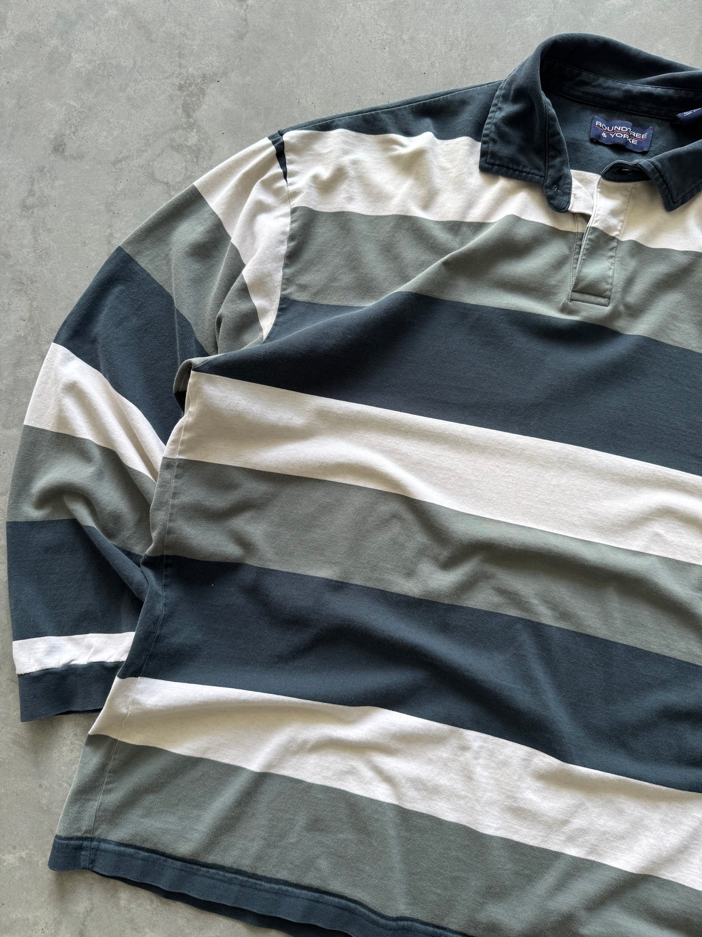 Vintage Striped Longsleeve Polo - XXL