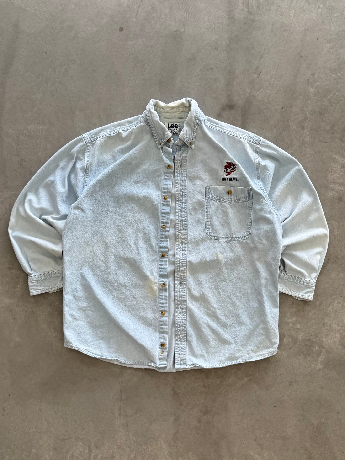 Vintage 90s Iowa State Lee Denim Button Down - XL