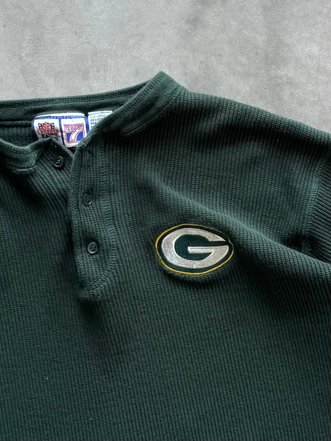 Vintage 90s Green Bay Packers Waffle Knit Long Sleeve - L