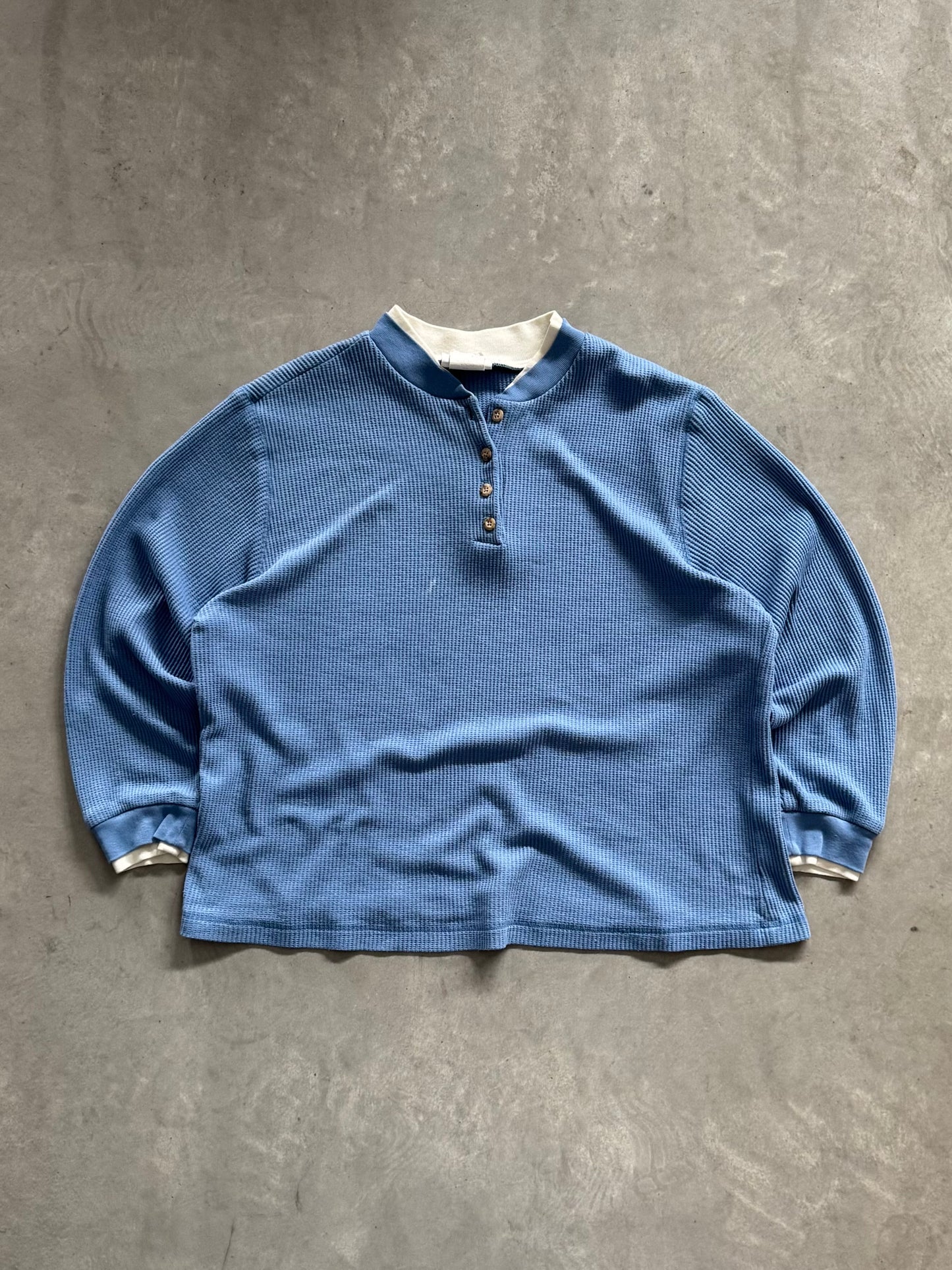 Vintage Waffle Knit Layered Women’s Long Sleeve - XL