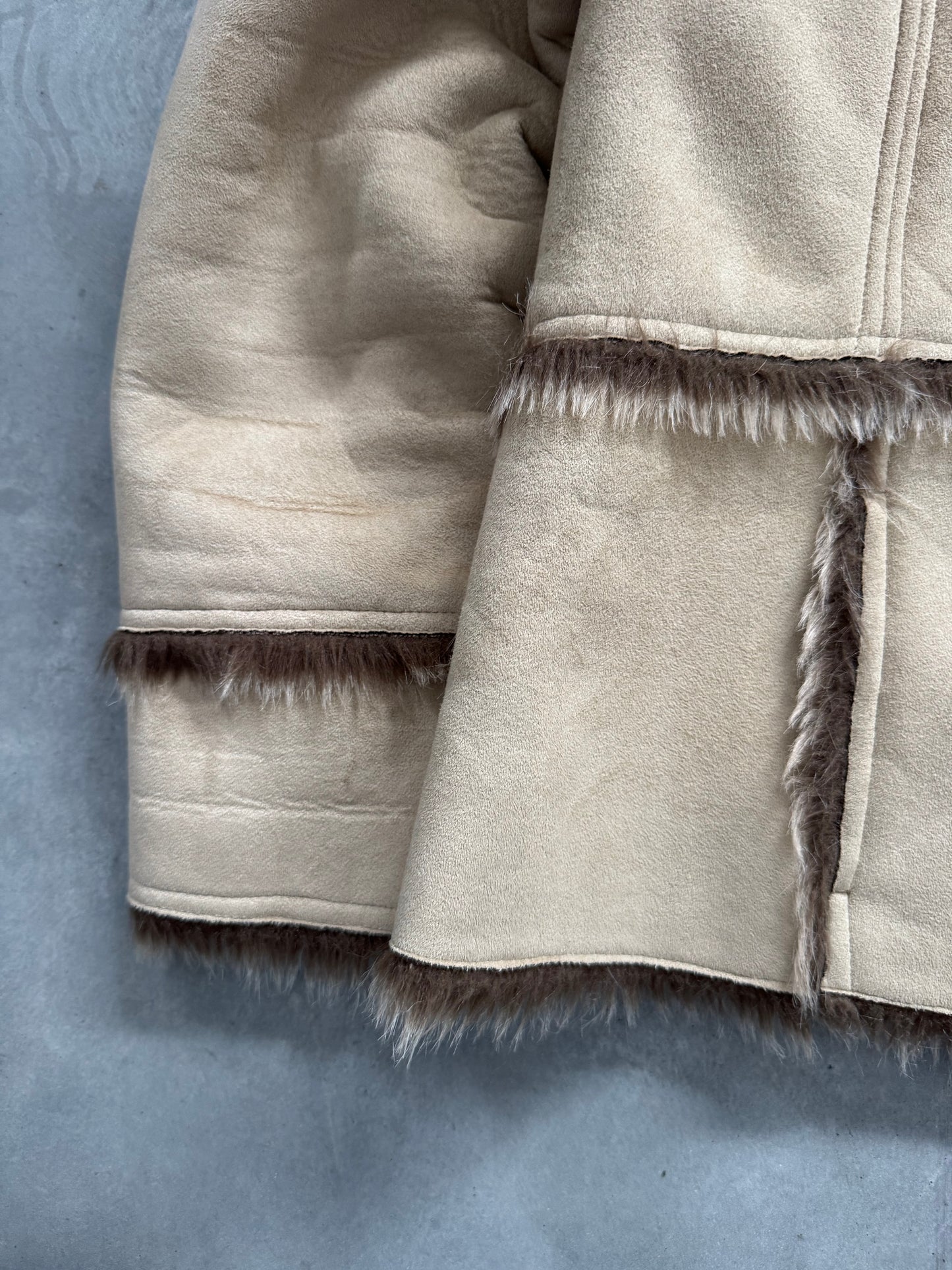 Vintage Y2K Suede Fur Lined Women’s Jacket - L