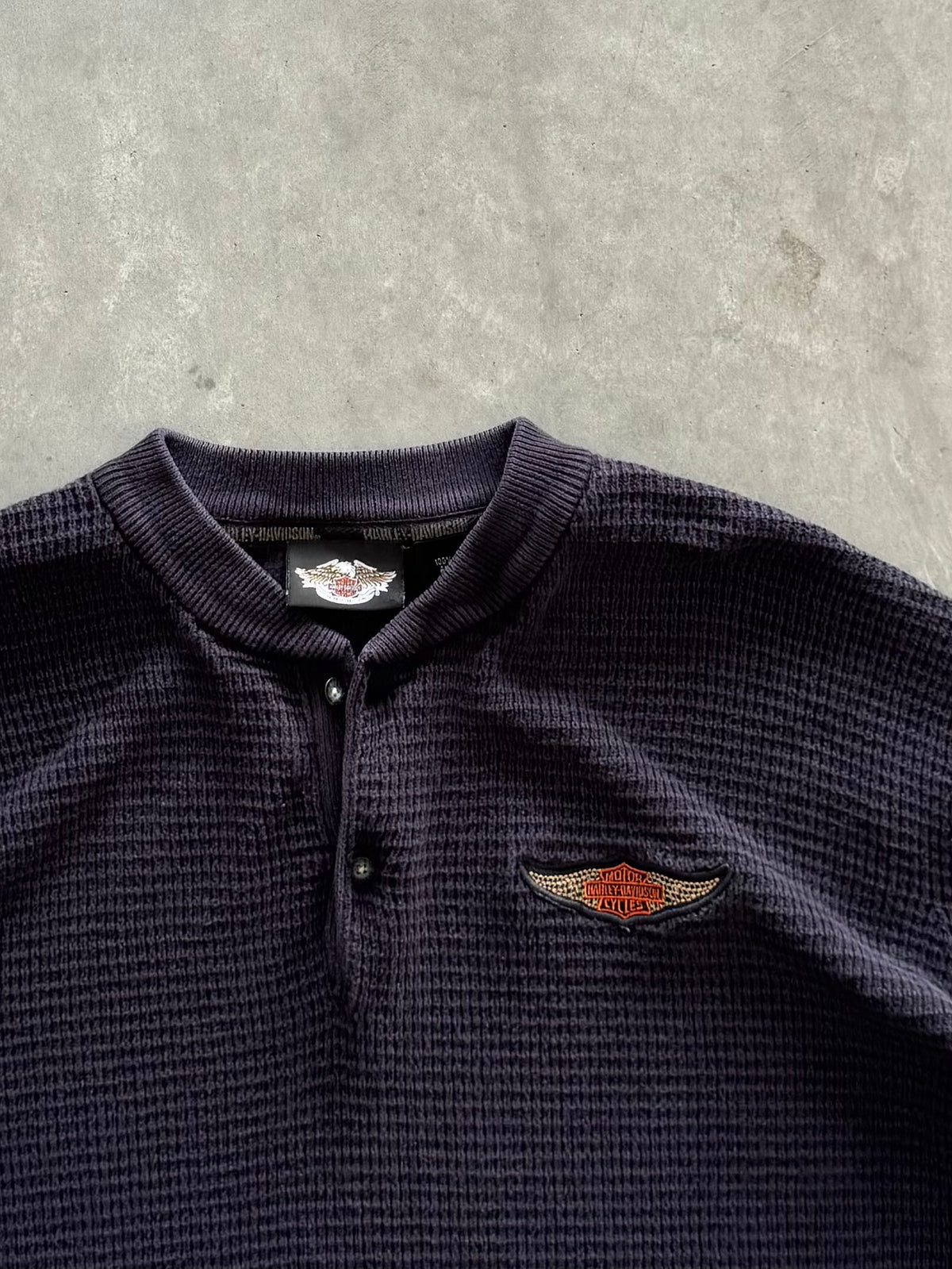Vintage Harley Davidson Waffle Knit Sweater - XL