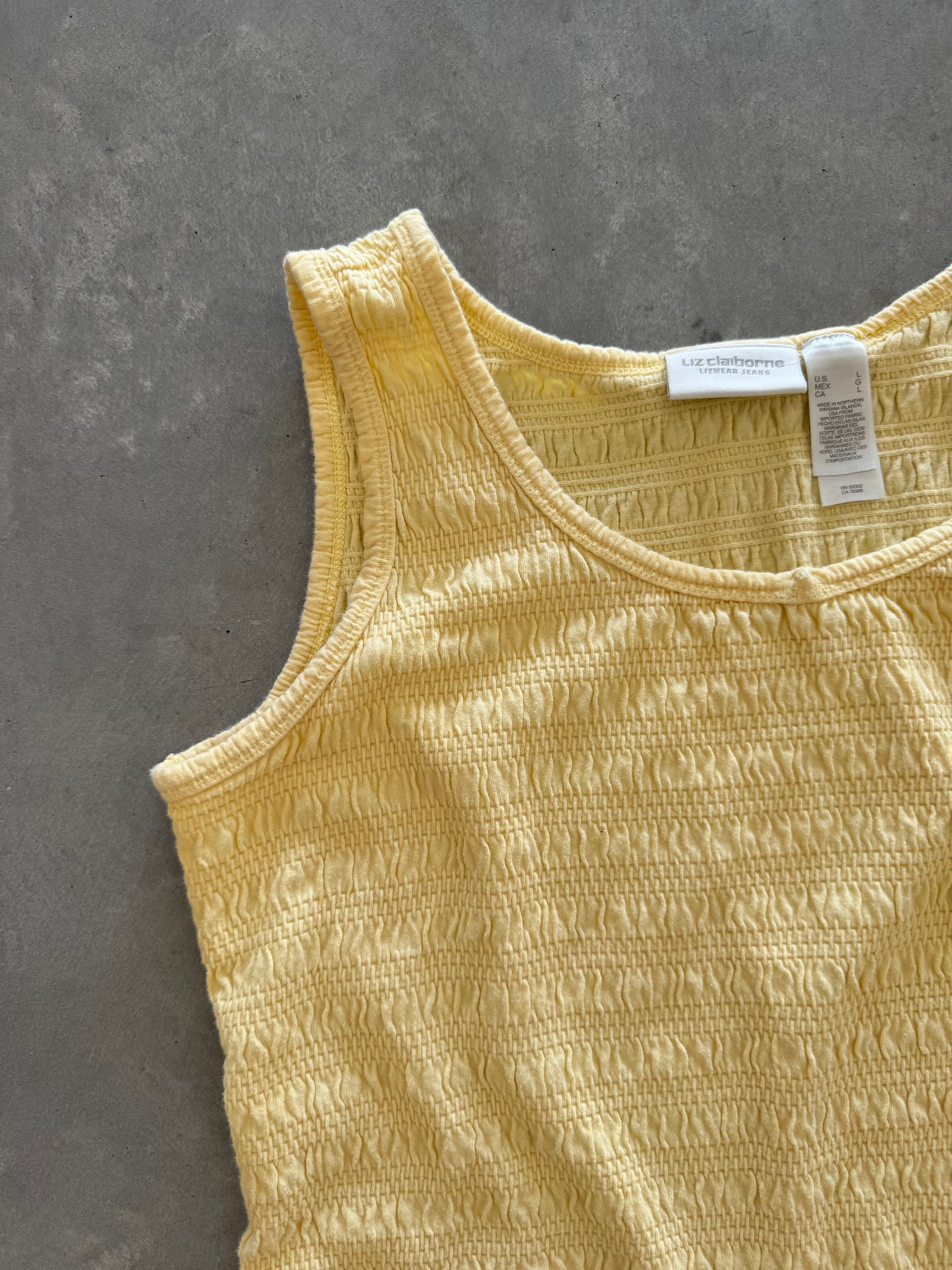 Vintage Yellow Smocked Tank Top - L