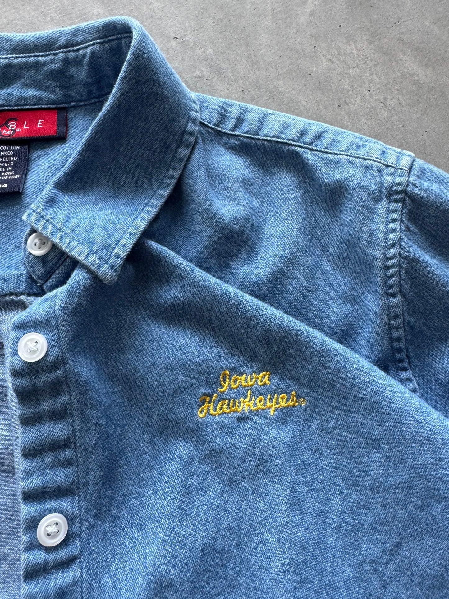 Vintage Iowa Hawkeyes Denim Button Up - L